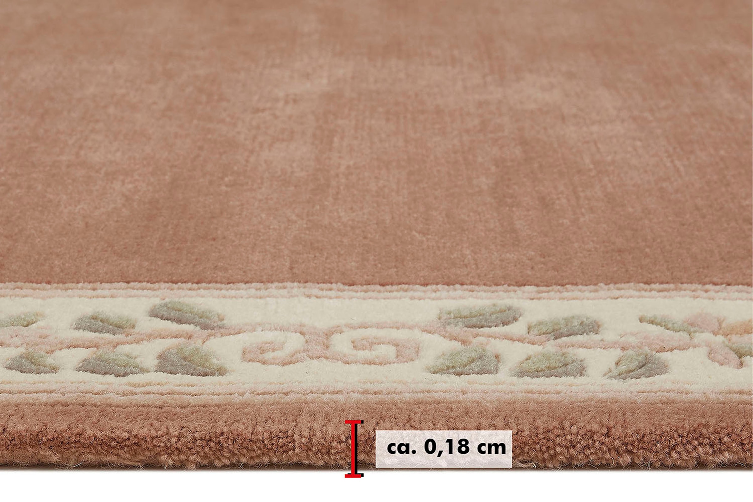 LUXOR living Wollteppich »Adour«, rechteckig, 18 mm Höhe, reine Wolle, handgeknüpft, mit Bordüre und Fransen, Wohnzimmer