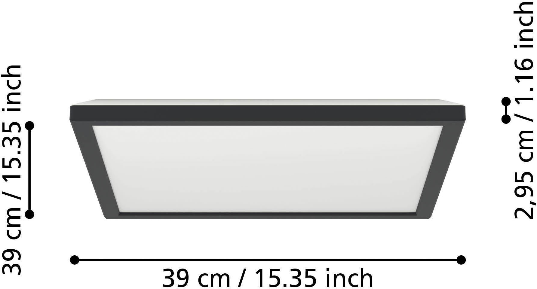 EGLO Deckenleuchte »Rovito Deckenlampe, Deckenbeleuchtung, Badlampe, Kunststoff, IP44« LED-Modul 1 Stk. Kaltweiß | Neutralweiß | Warmweiß Wand-/Deckenleuchte - L39 x B39 x H3 cm - schwarz - 17,6W inkl.