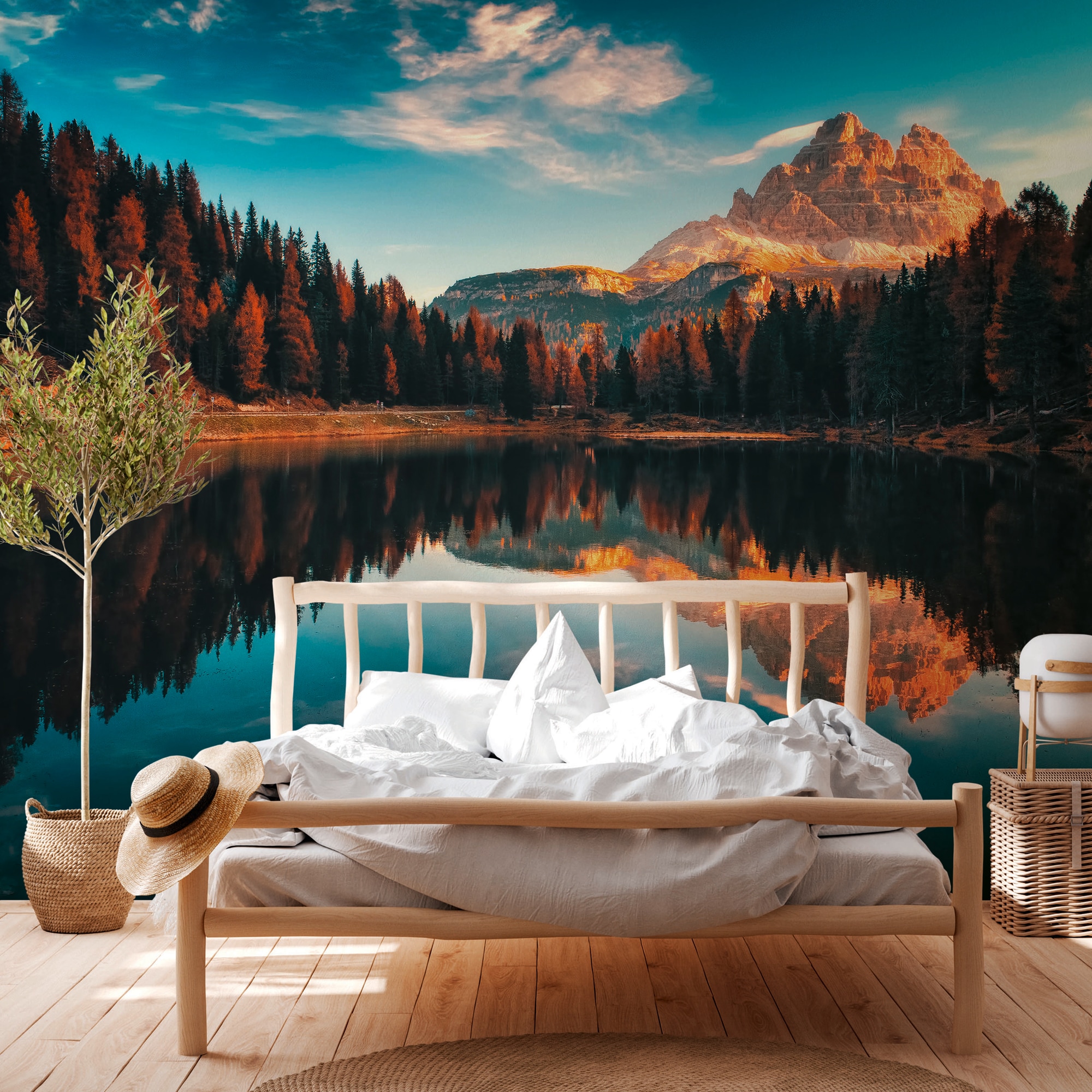 A.S. Création Vliestapete "Fototapete Bergsee Alpen Panorama Herbstlandschaft" matt strukturiert