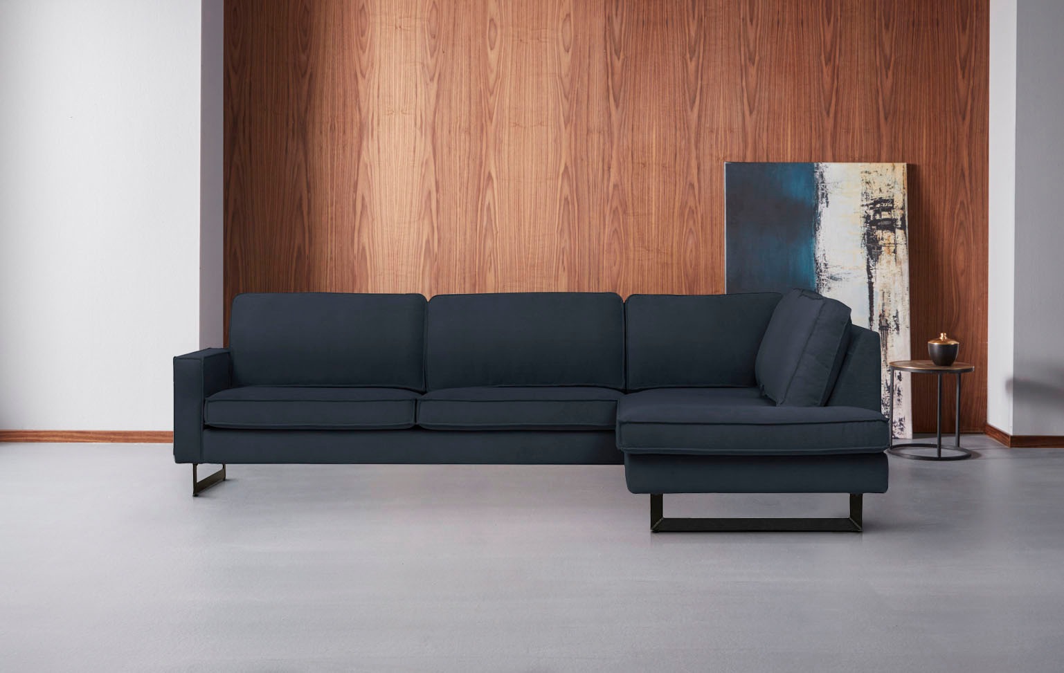 Places of Style Ecksofa »Pinto, 290 cm, Ottomane links / rechts«, Cord, Feincord, Luxus-Microfaser Leder und Chenille