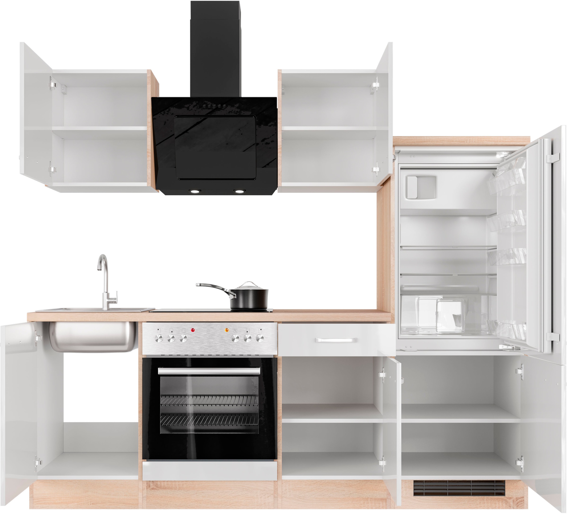 Flex-Well Küchenzeile »Florenz«, mit E-Geräten, Breite 220 cm, in vielen Farbvarianten erhältlich