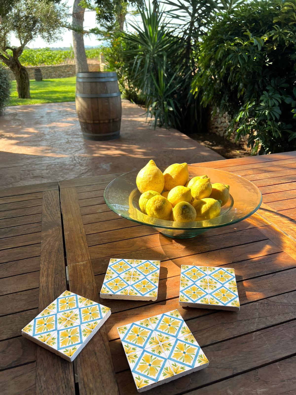queence Getränkeuntersetzer »Gelbe Mosaik Fliesen Steine«, (Set, 4 tlg.), Mosaik Set Topfuntersetzer Naturstein Untersetzer 10x10x1cm