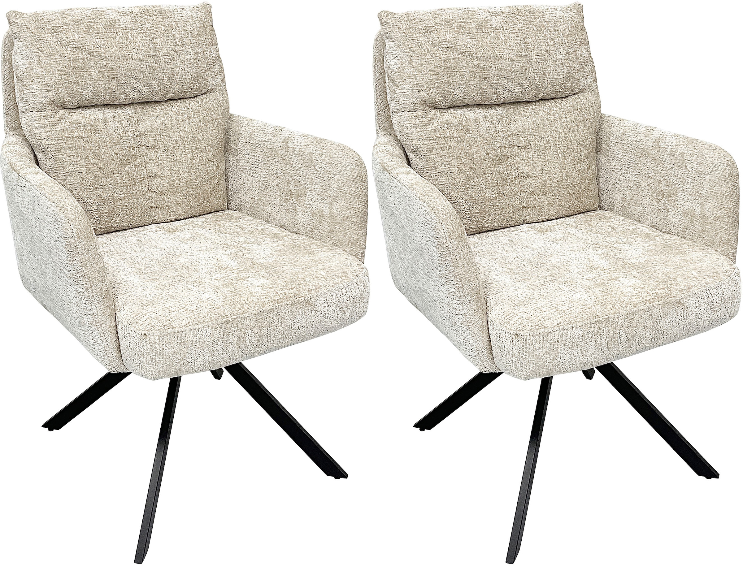OTTO home Esszimmerstuhl "Darrin" (Set) 2 Stk.Chenille Bezug, schwarzes Metallgestell