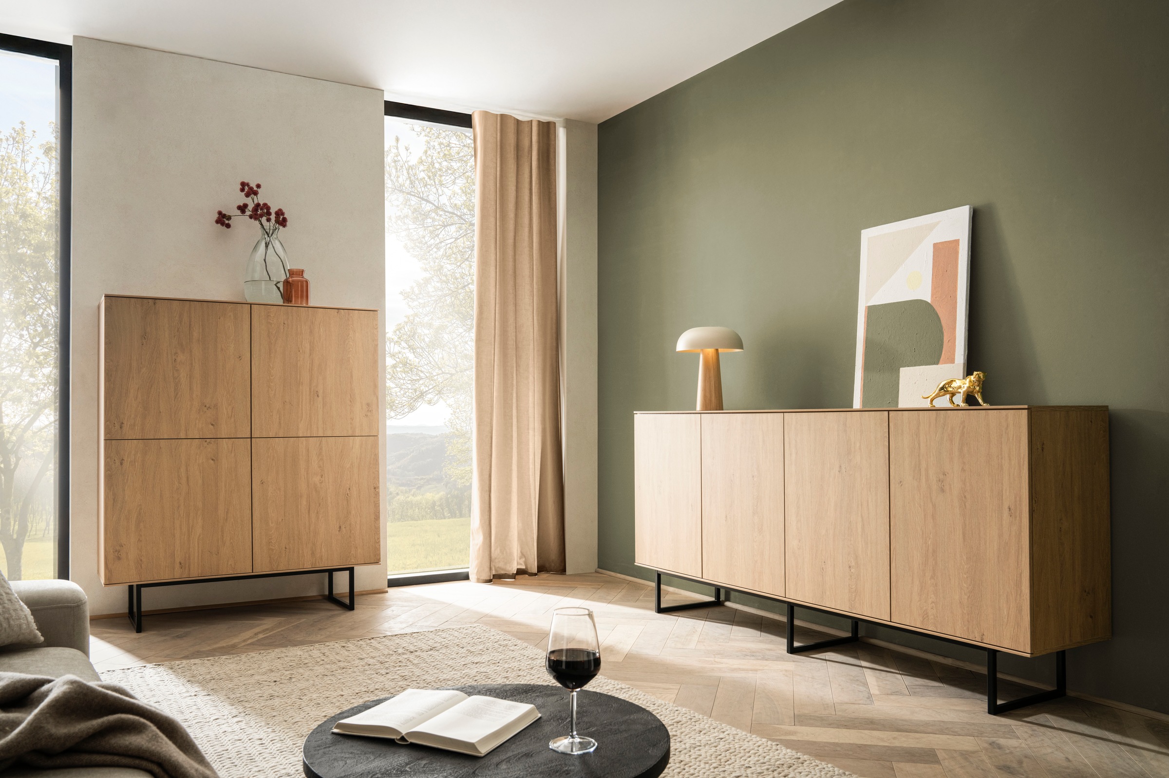 Home affaire Highboard »Lund, moderner Schrank, Kommode mit Kufengestell«, ausreichend Stauraum, vielseitig einsetzbar, 115 cm breit