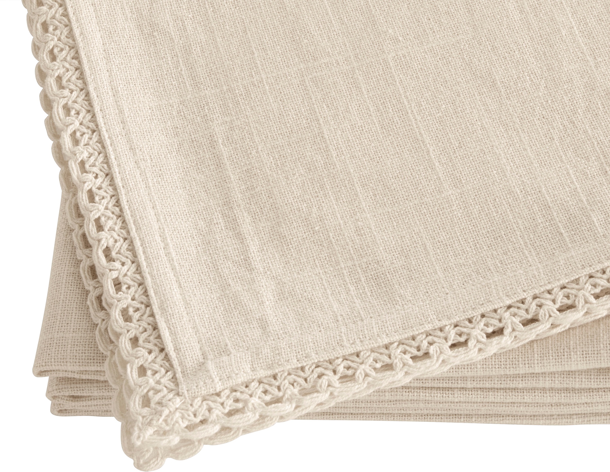 OTTO home Stoffserviette "Elyna" uni, mit Spitze, weiche Haptik, 45x45 cm, Leinenoptik, 100% Baumwolle
