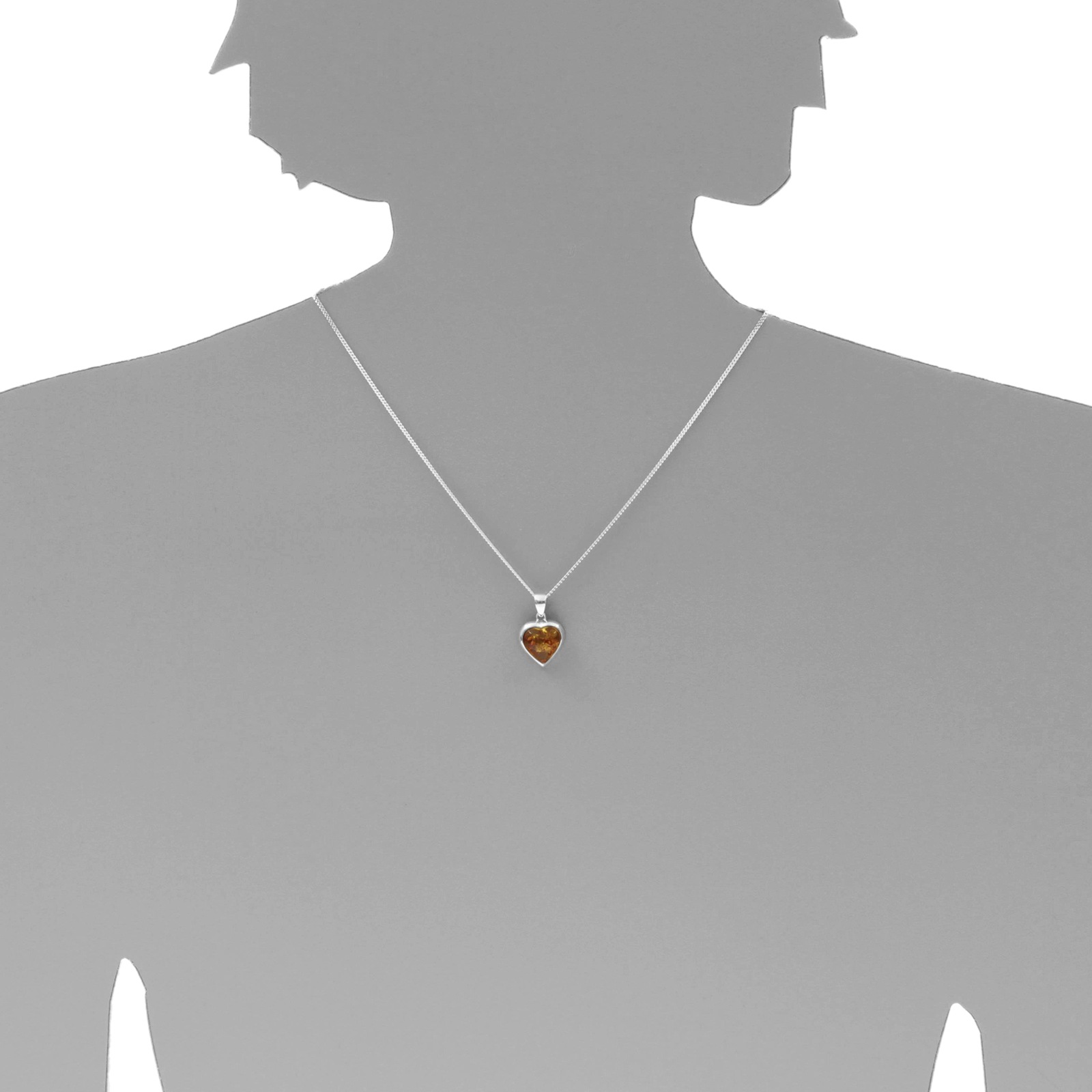 OSTSEE-SCHMUCK Kette mit Anhänger »- Herz 14 mm - Silber 925/000 - Bernstein«
