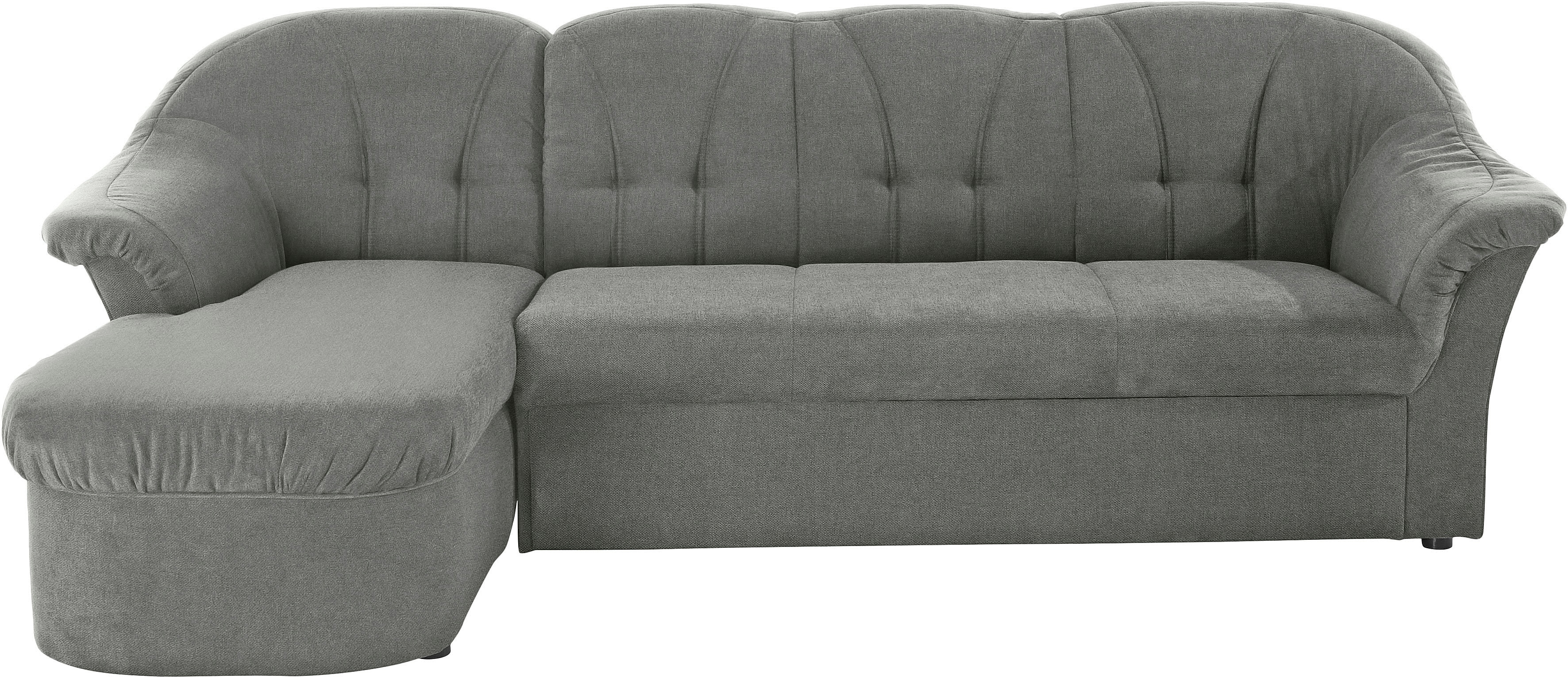DOMO collection Ecksofa "Pegnitz, elegante Rückensteppung, komfortabel, Breite 238cm, L-Form" wahlweise mit Bettfunktion