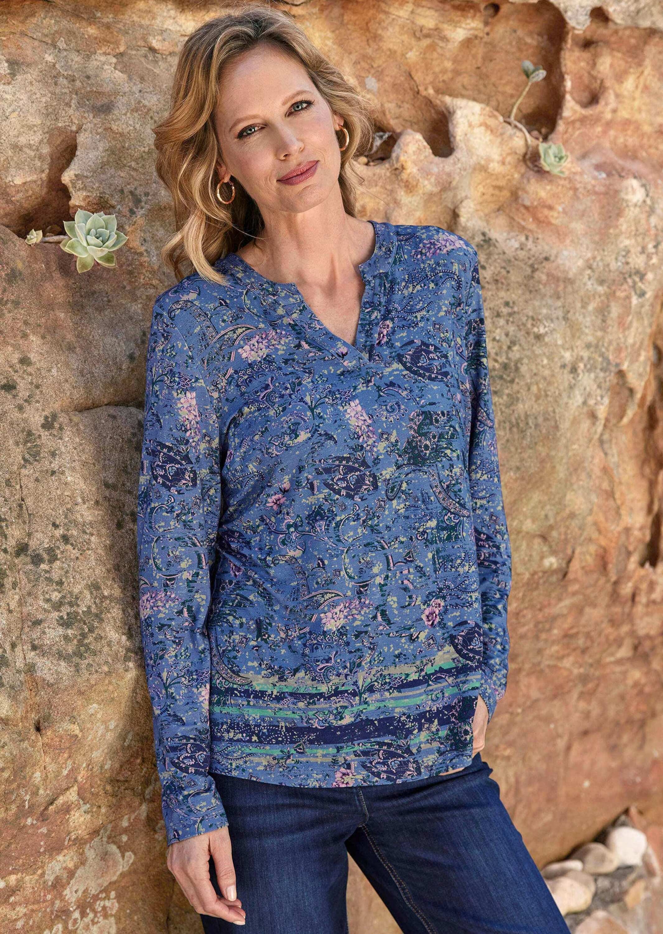 Thumbnail - GOLDNER Print-Shirt "Kurzgröße Elegantes Blusenshirt, Paisley-Design" keine/nicht relevant