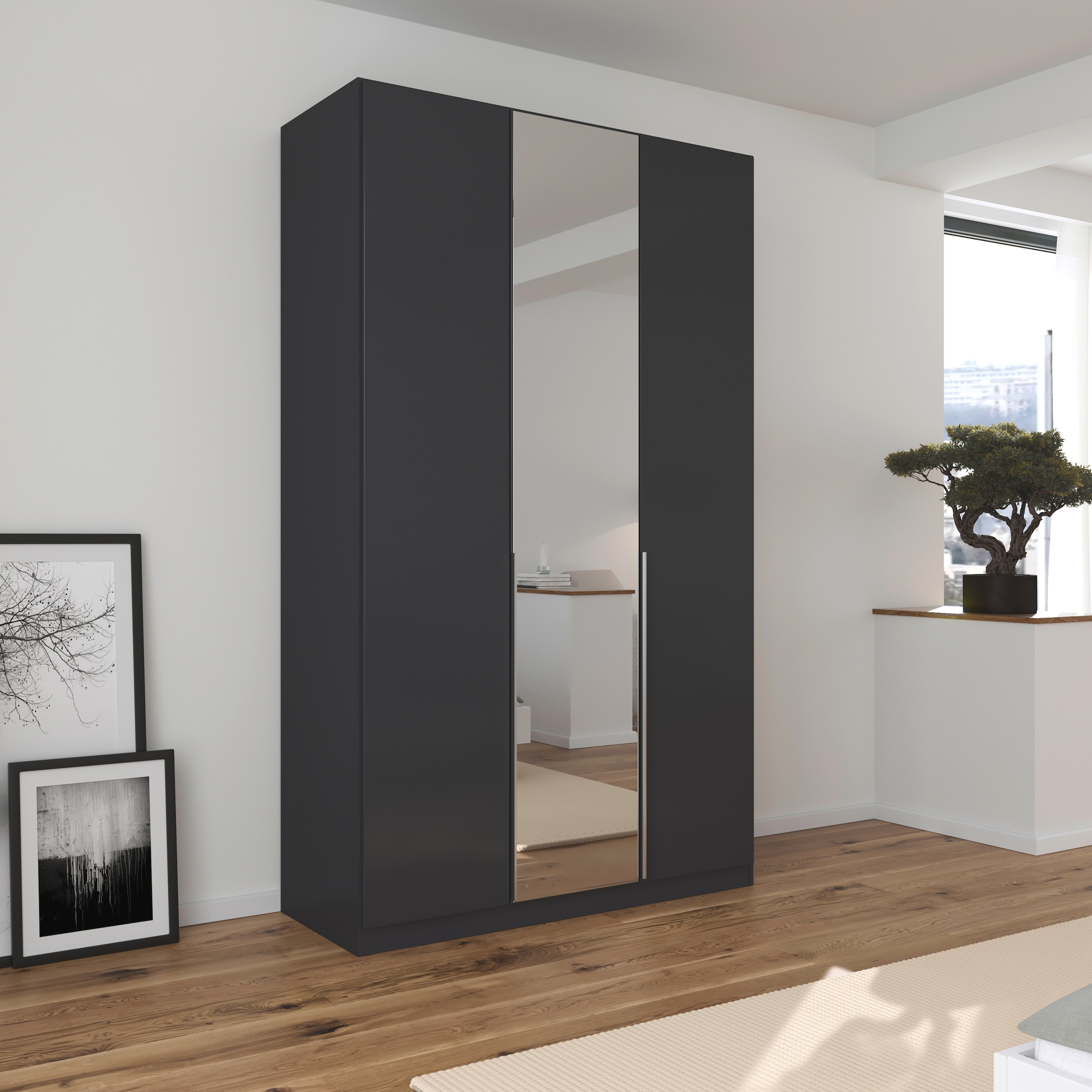 rauch Drehtürenschrank »Kleiderschrank Schrank Garderobe AGORDO mit Dekor- oder Hochglanzfront«, (in zwei Griff-Farben), durchdachte Innenausstattung, in 6 Breiten und 2 Höhen MADE IN GERMANY