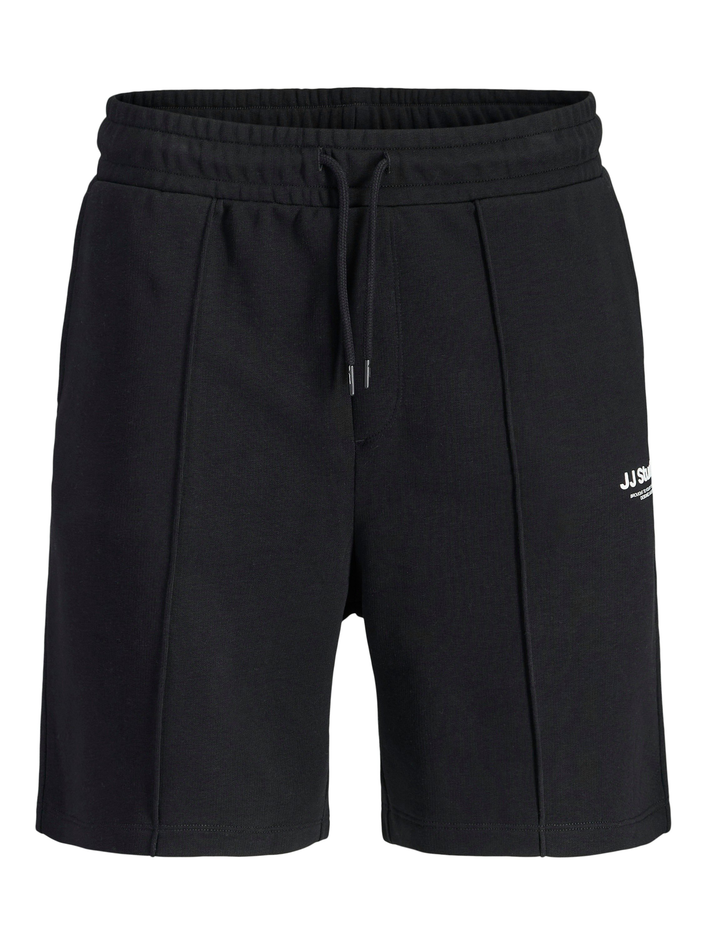 Sweatshorts "JPSTKANE SOHO SWEAT SHORTS MID SN PLS", Herren, Gr. 42 (4XL), N-Gr, schwarz, angeraute Sweatware, Obermaterial: 80% Baumwolle, 20% Polyester, JACK & JONES PLUSSIZE, bedruckt, relaxed fit, Hosen Sweatshorts, Baumwollmischung, relaxed fit