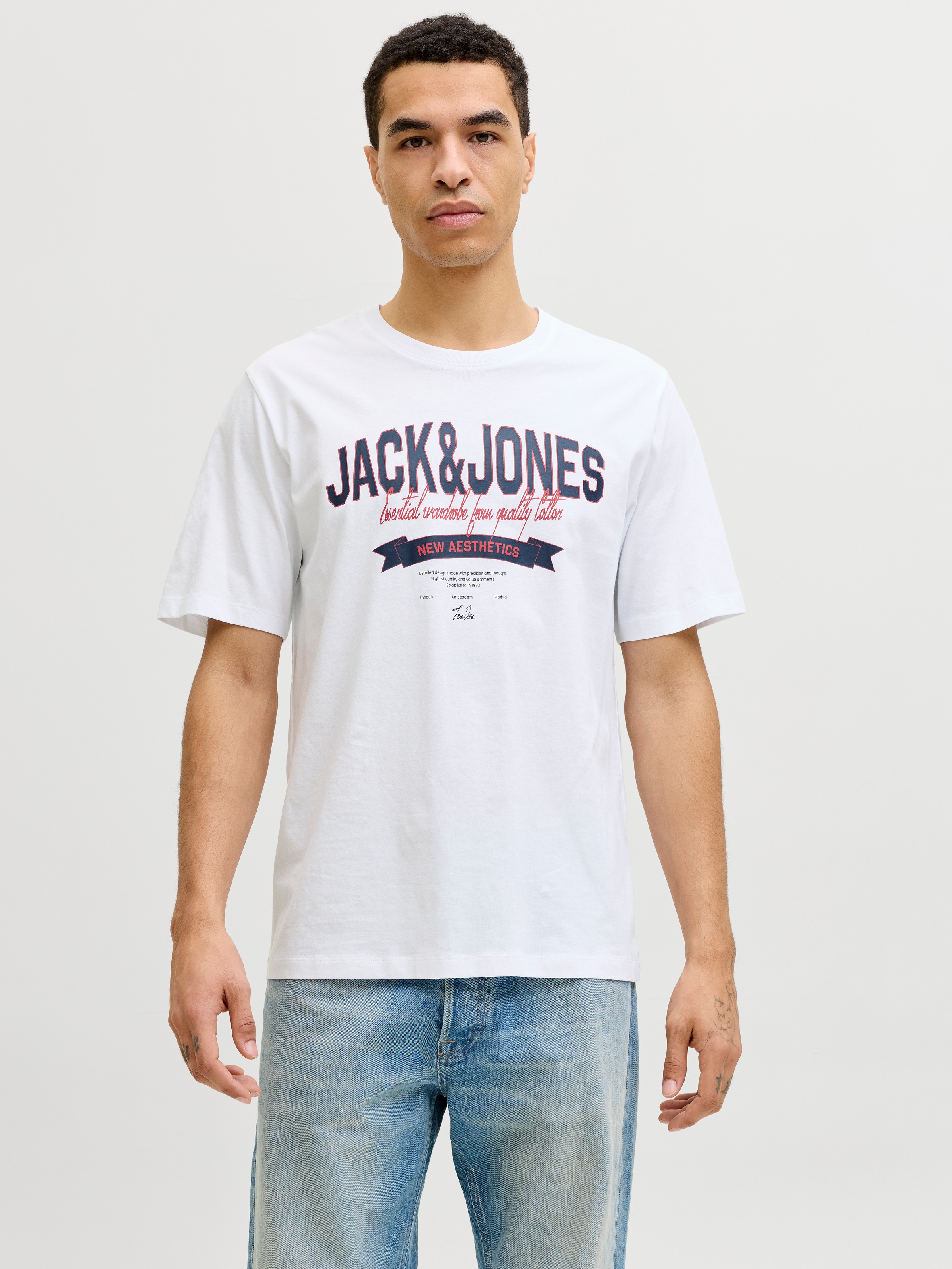 Jack & Jones Rundhalsshirt »JJELOGO TEE SS O-NECK 2 COL SS26 SN« mit Grafikprint