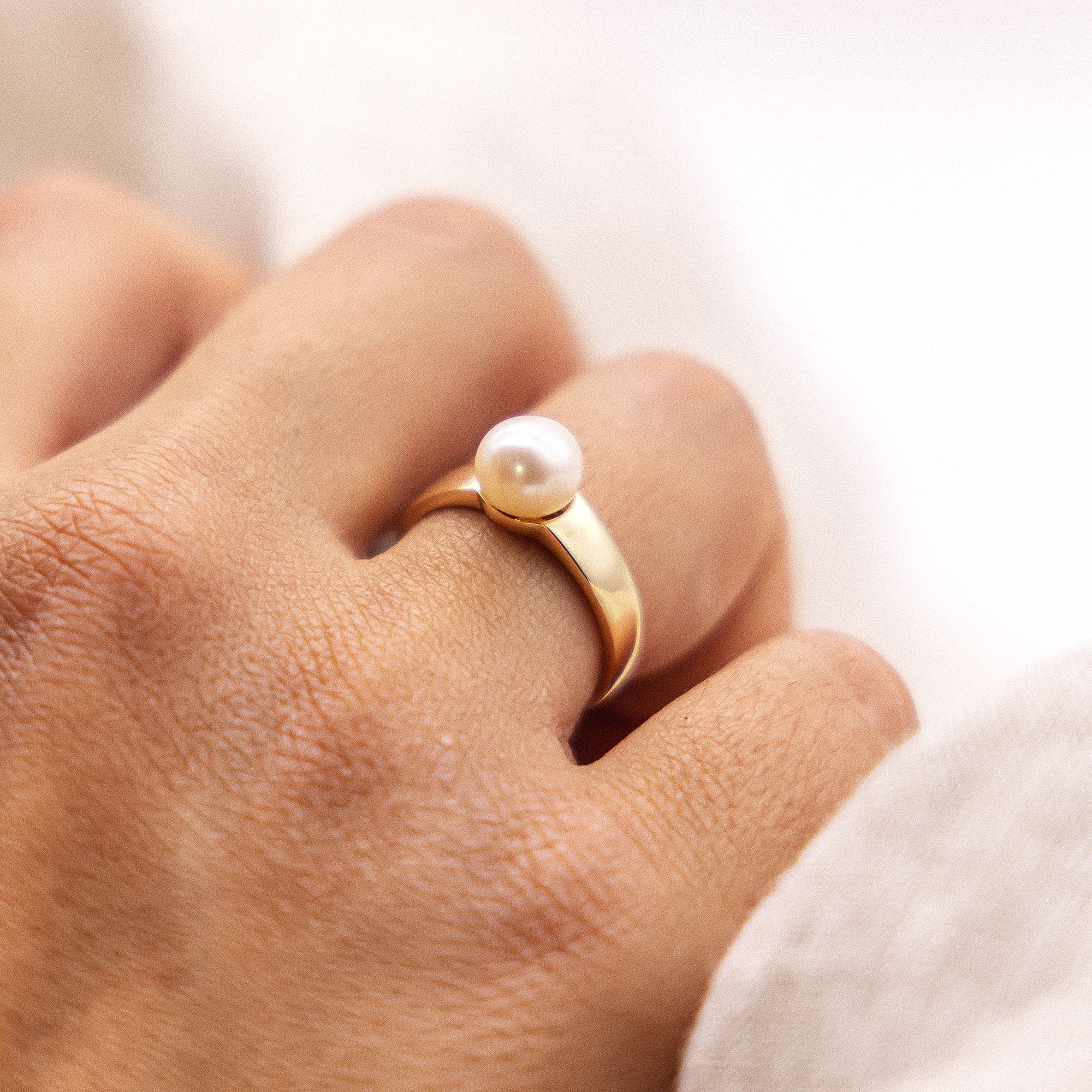 Fascination by Ellen K. Gold 375 Pearl Ring Yellow Size 54 3