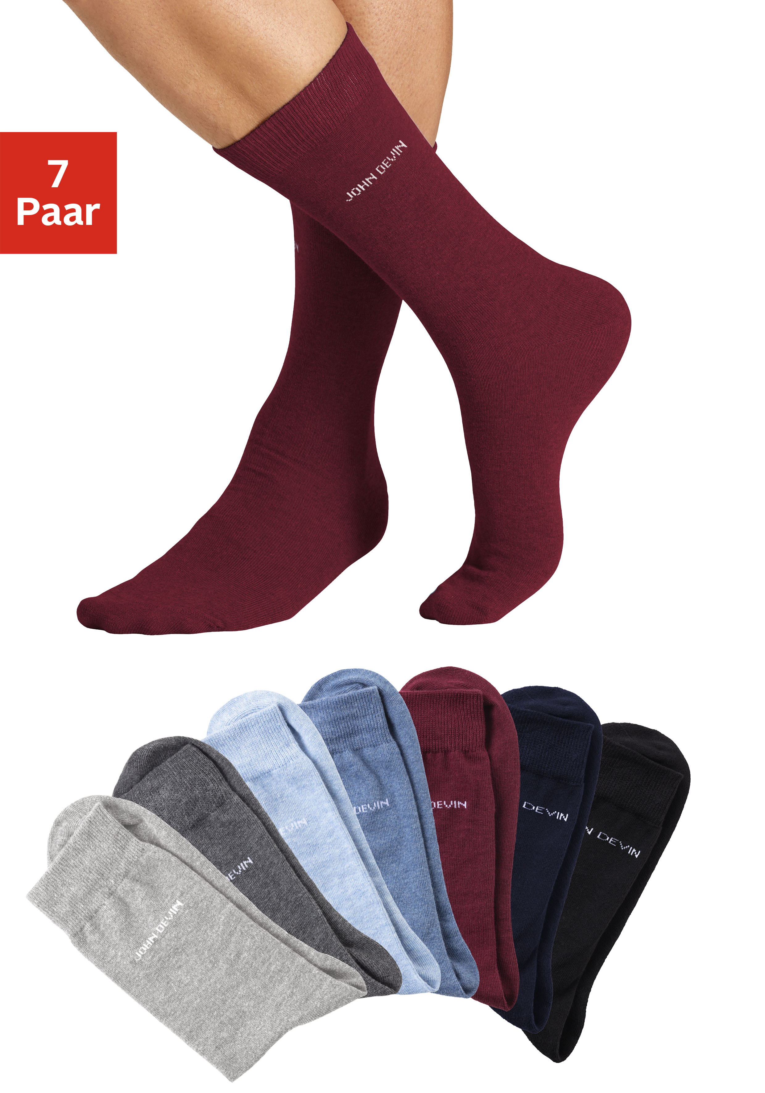 John Devin Basicsocken Packung, 7 Paar tlg. für jeden Tag