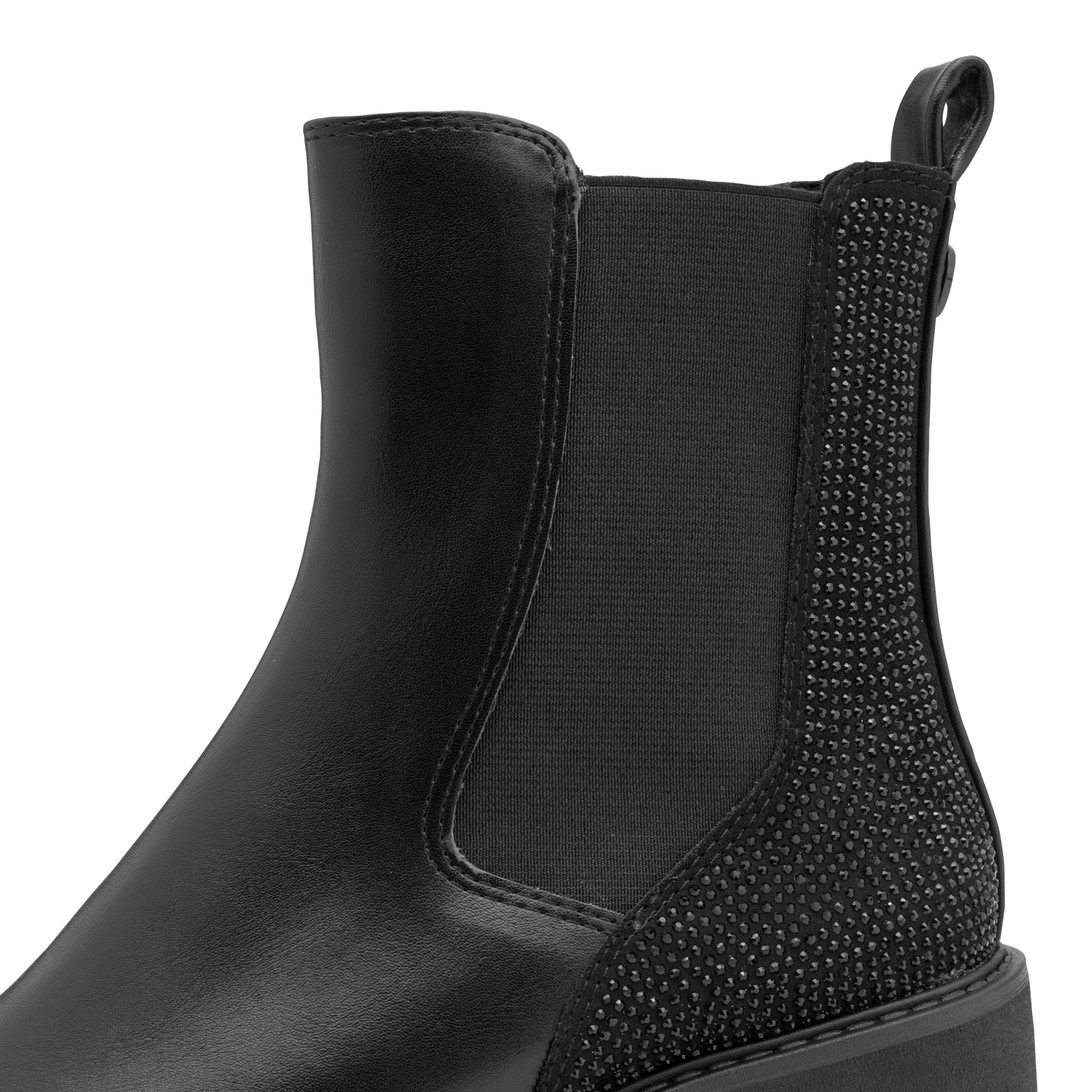 MARCO TOZZI Chelseaboots, Blockabstz, Stiefelette mit funkelenden Strasssteinchen besetzt