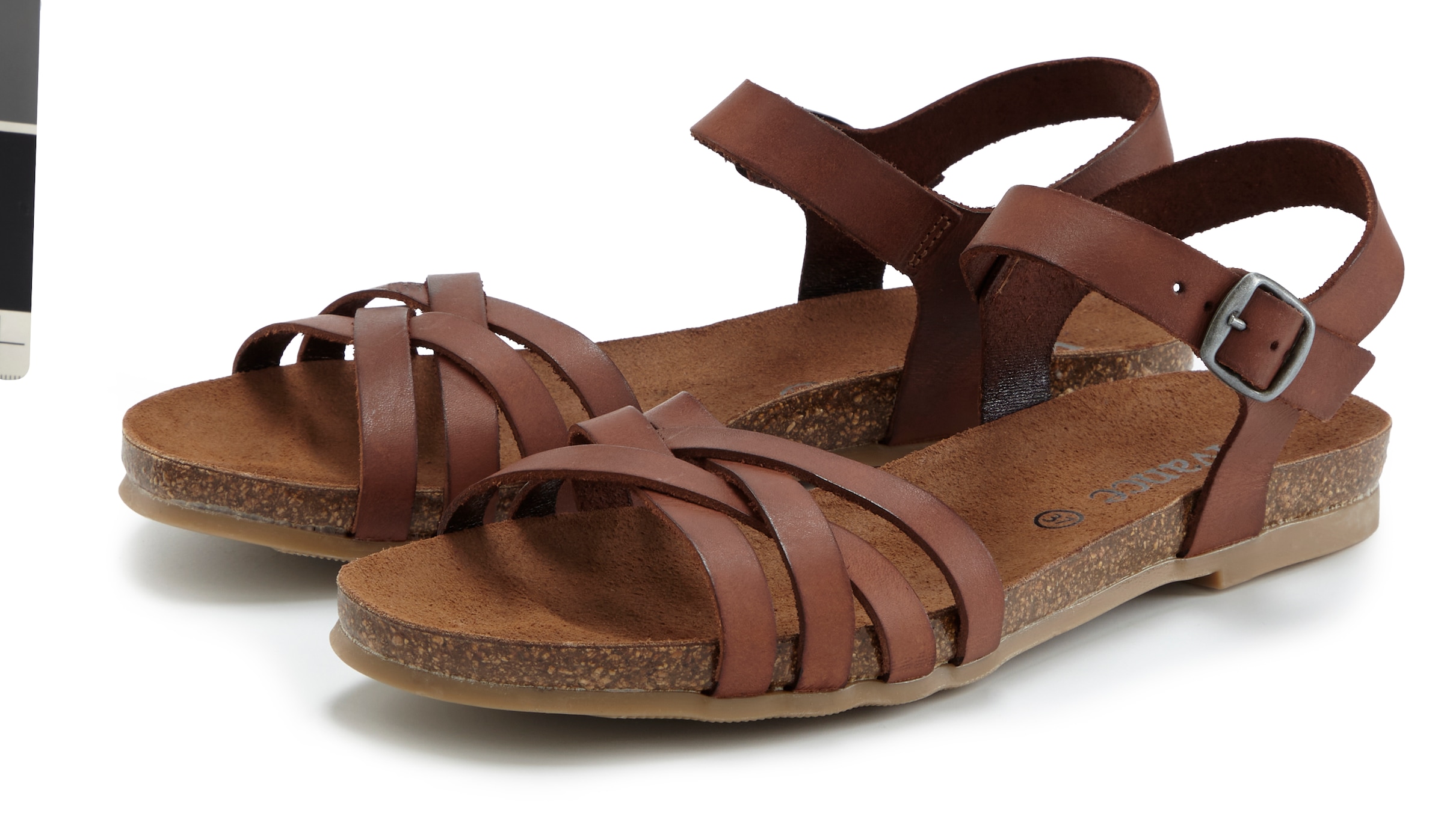 LASCANA Sandale »Sandalette, Sommerschuh«  aus Leder mit komfortablem Korkfußbett