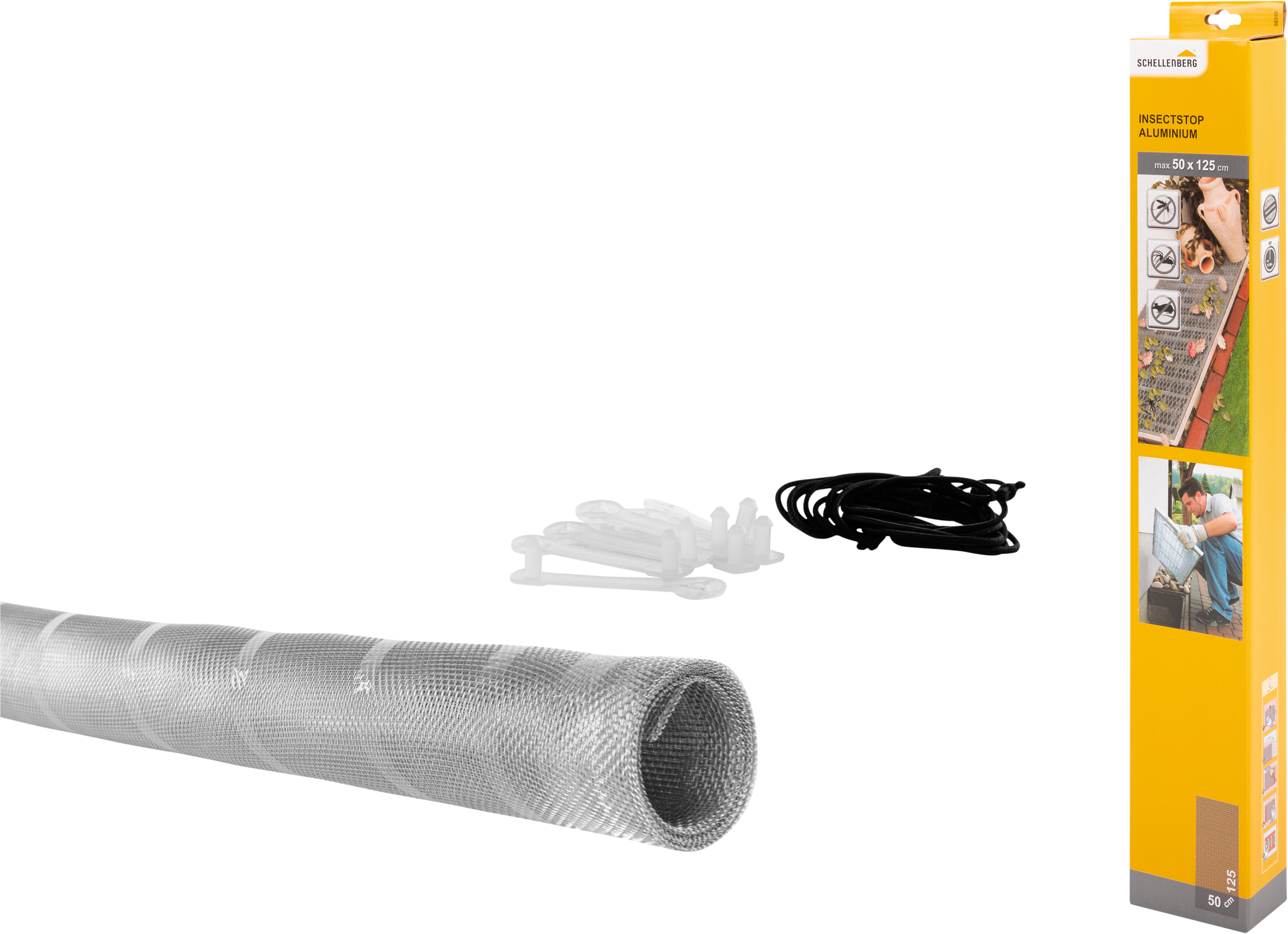 SCHELLENBERG "aus Aluminiumgewebe inkl. Befestigungsmaterial, ohne Rahmen" Set, 1 Stk. tlg. Lichtschacht zur Kellerschachtabdeckung, 50 x 125 cm, Aluminium Natur