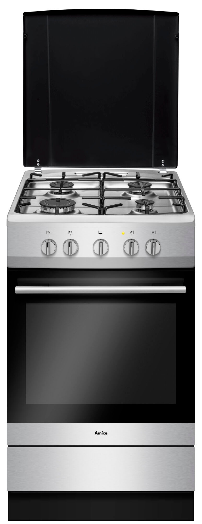 AMICA Gas-Standherd "SHGG 11568 E", silber, Herdsets, Klassisches Kochen mit direkter Gasflamme und vertrauter Bedienung