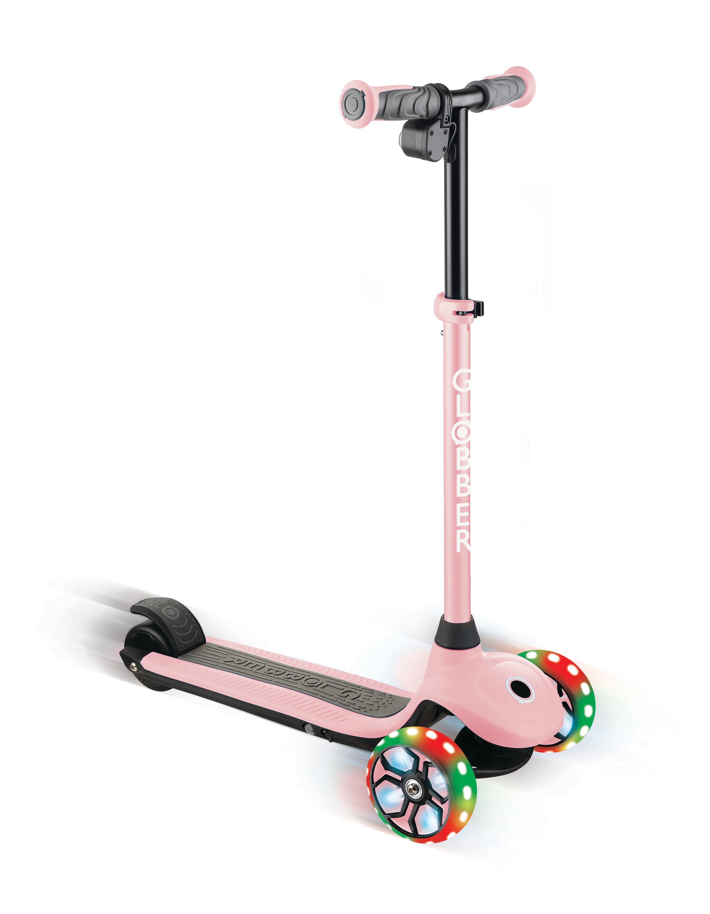 GLOBBER E-Scooter "ONE K E-MOTION 4 PLUS, mit Leuchtrollen", B:29cm L:62cmpastellrosa, Roller
