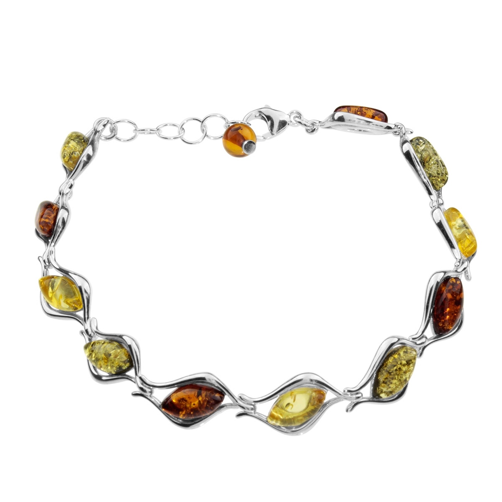 Armband OSTSEE-SCHMUCK "- Marlies - Silber 925/000 - Bernstein" Gr. 19, silber (silber 925, silberfarben, weiß), Armbänder, Damen, Silber 925 (Sterlingsilber), Armband