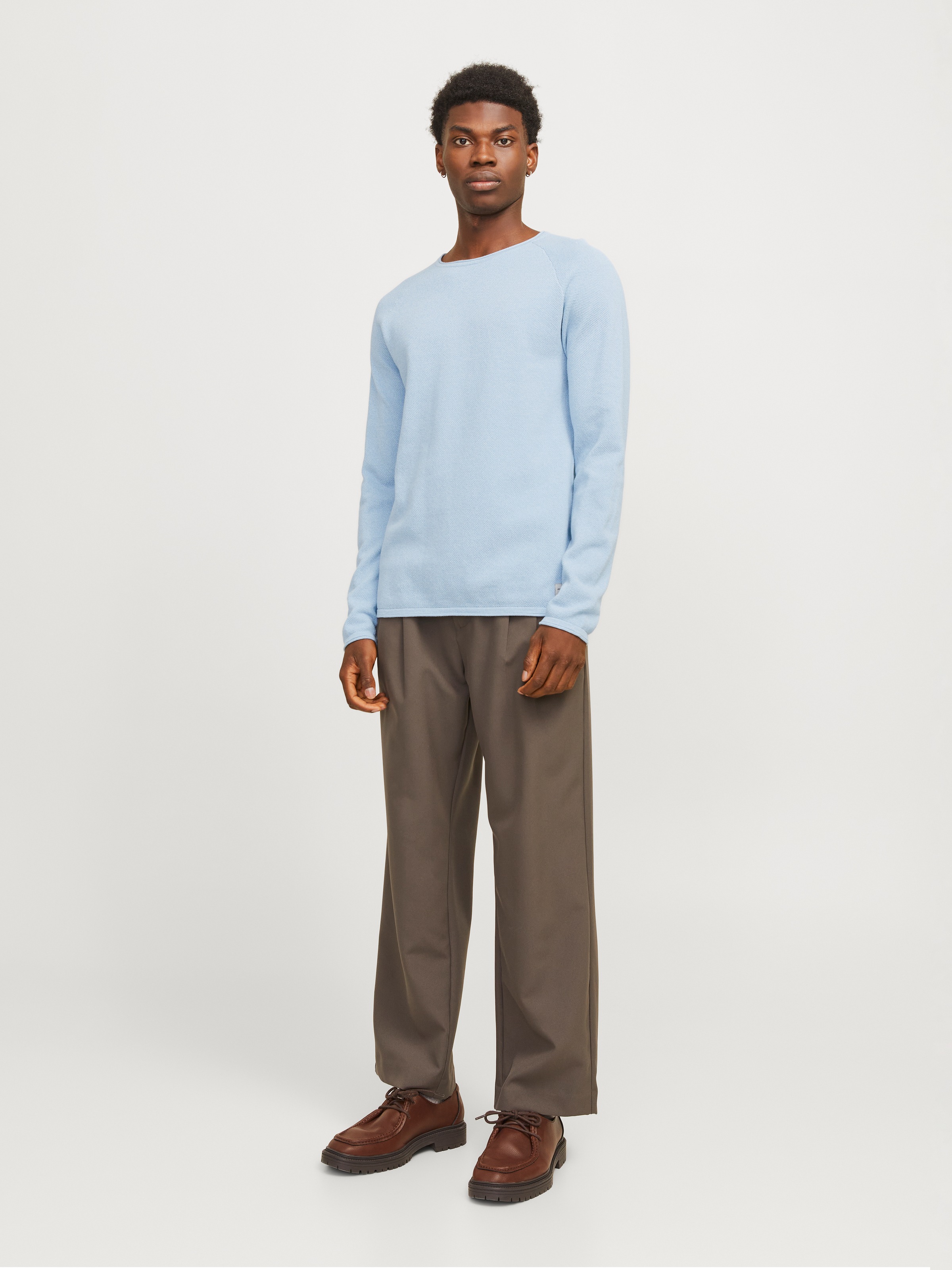 Jack & Jones Rundhalspullover »JJEHILL KNIT CREW NECK NOOS«, mit Strukturstrick