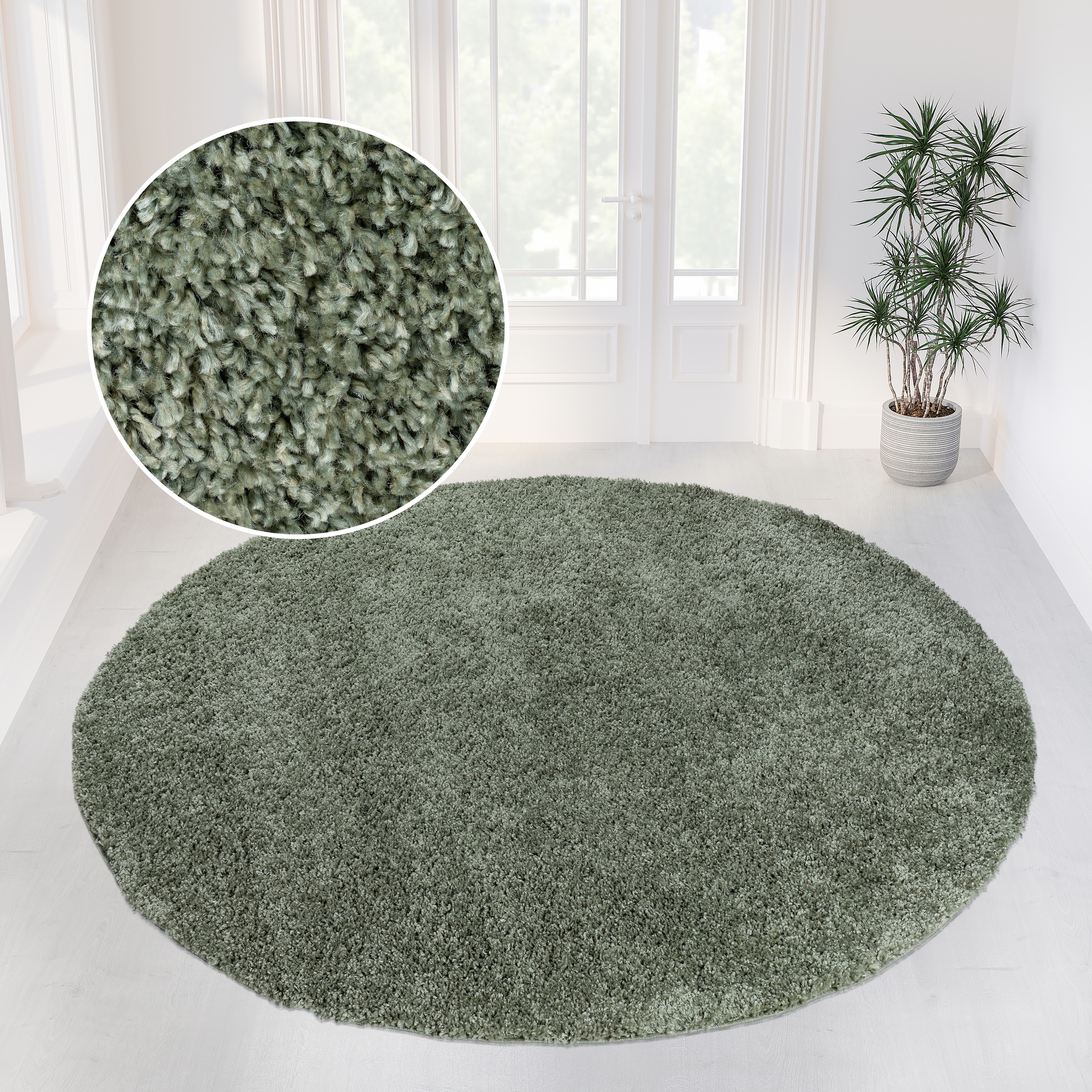 my home Teppich "Shaggy 30" rund 30 mm Höhe Teppich in Uni-Farben, besonder günstig online kaufen
