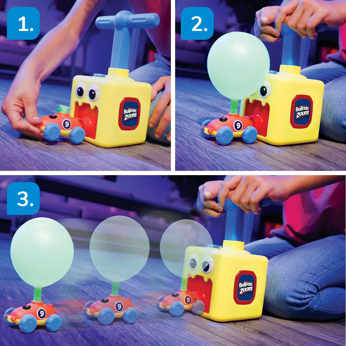 MediaShop Spielzeug-Auto »Balloon Zoom«, ballonbetriebenes, fahrendes & fliegendes Spielzeugset
