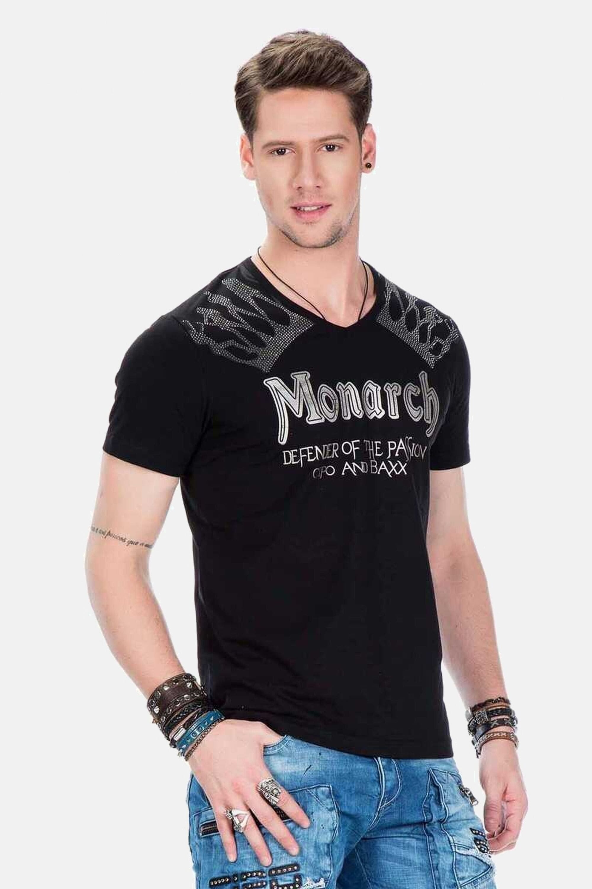 Cipo & Baxx T-Shirt »Herren T-Shirt mit Foil-Print«, mit Foil-Print, CT-377