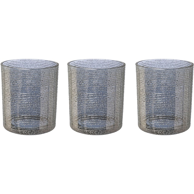 Ayva«, LeGer Home »Kerzenhalter by Oberflächenstruktur Gercke Glas, 3 edler kaufen St.), aus | BAUR Teelichthalter (Set, mit Lena