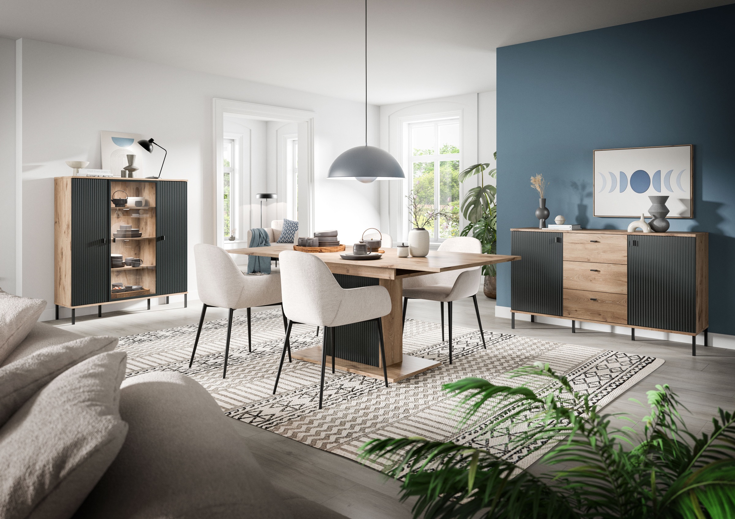 INOSIGN Sideboard »TREVERK, Breite: 154 cm, hochwertige MDF-Front schwarz tiefzieh« 1 Stk. tlg. Sideboard, Wohnzimmer, Esszimmer