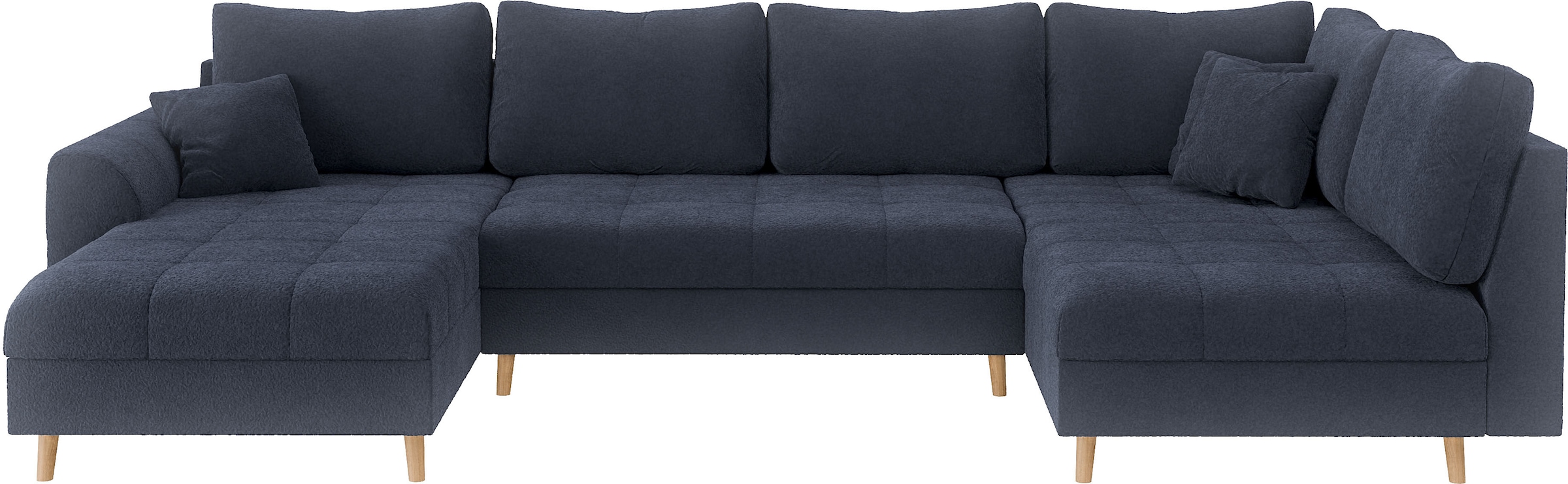 Home affaire Wohnlandschaft »CHARRE U-Form mit Ottomane, Maße B/T/H: 310/161/81 cm«, feine Steppung, lose Rücken- und Zierkissen, auch in Cord und Bouclé