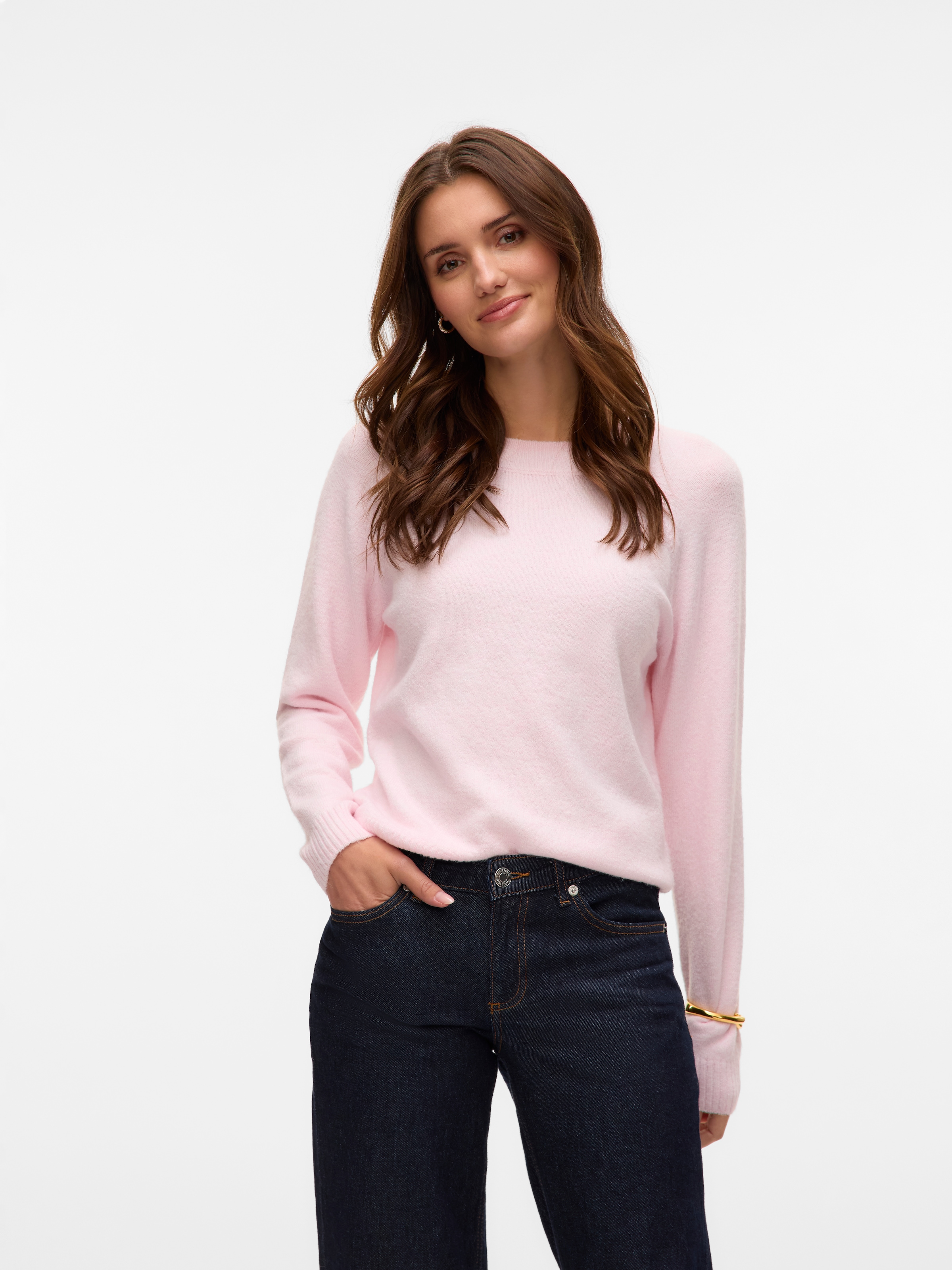 Vero Moda Rundhalspullover "VMDOFFY LS O-NECK BLOUSE GA NOOS" Materialmix, günstig online kaufen