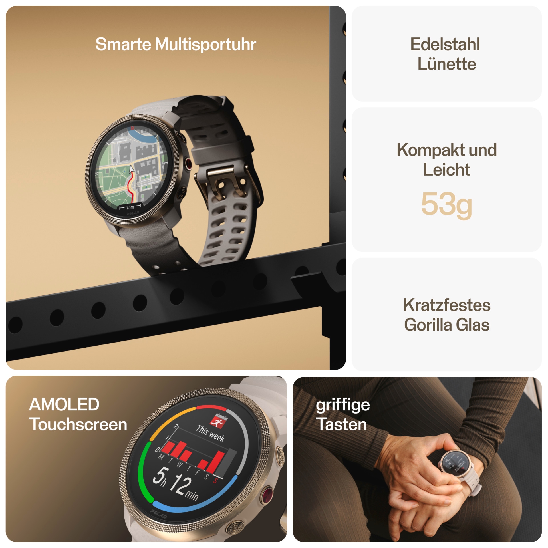 Polar Smartwatch »VANTAGE M3 S-L«, (3,3 cm / 1,28 Zoll), Proprietär, 32 GB,)