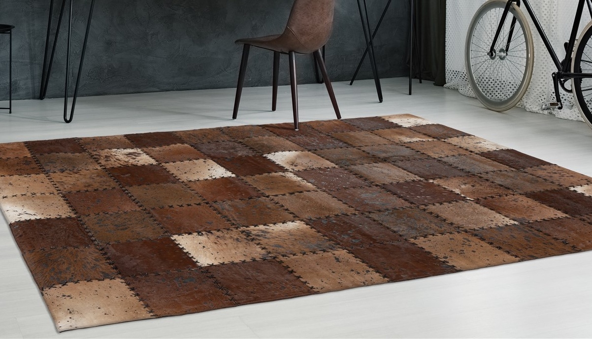 calo-deluxe Fellteppich »Rankel 205 Lederteppich«, rechteckig, 5 mm Höhe, farbige Patchwork Unikate, echtes Rinderfell, Wohnzimmer