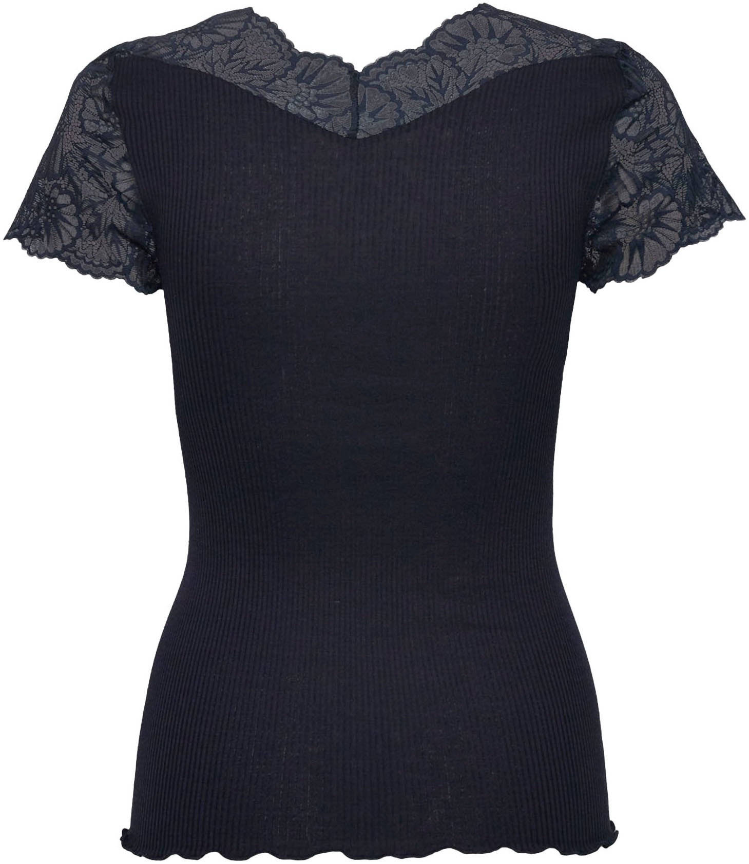 rosemunde T-Shirt, elastischer Vintage-Spitzenbesatz, Kurzarm, gewellter Sa günstig online kaufen