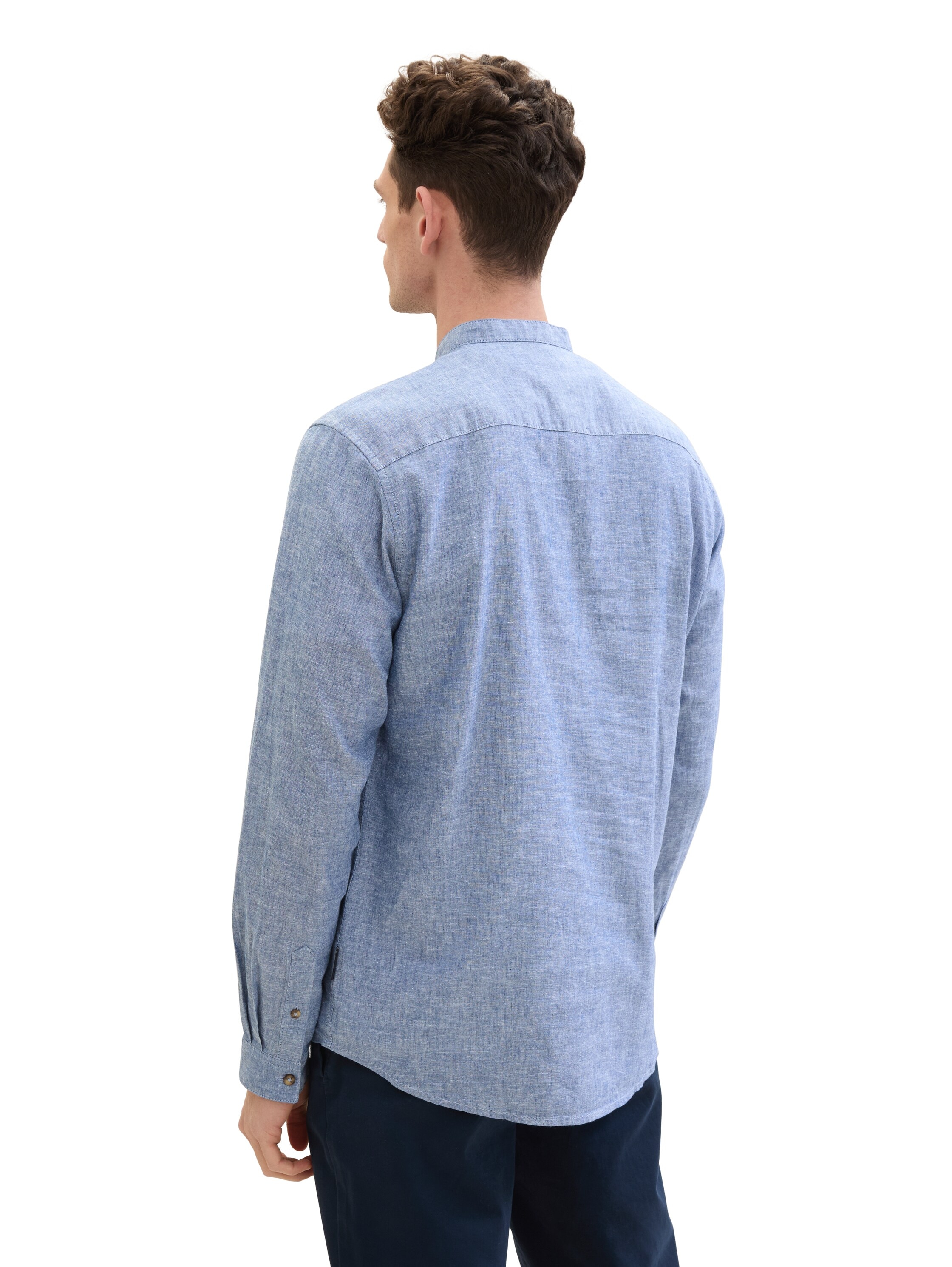 TOM TAILOR Langarmhemd, mit blauem Detail am Kragen