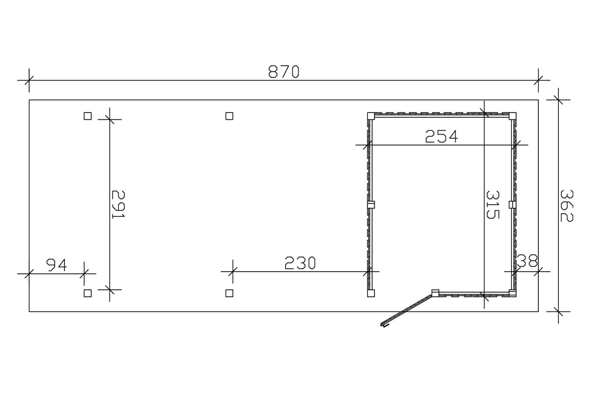 Skanholz Einzelcarport »Wendland«, 291 cm, dunkelgrau