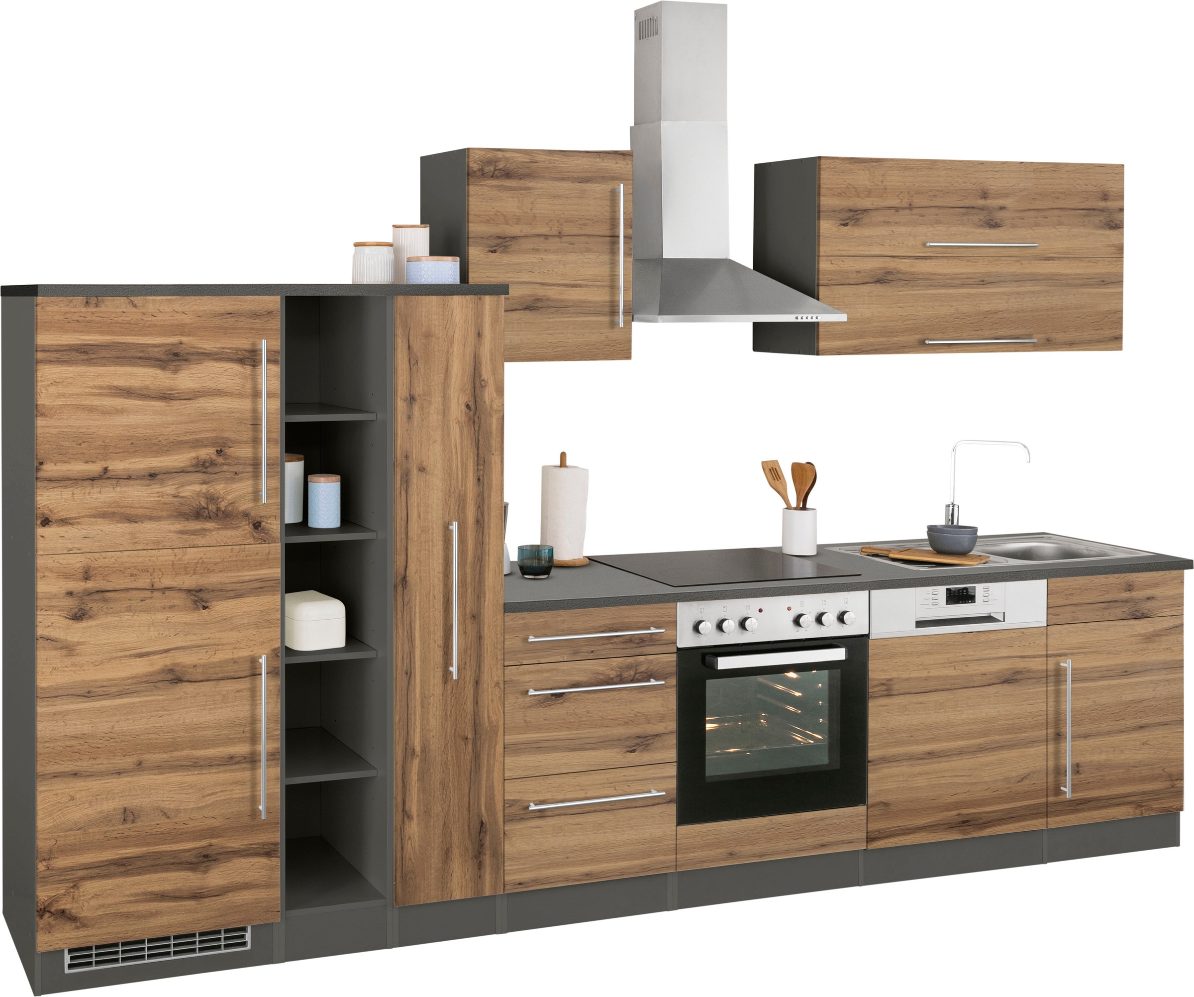 Thumbnail - KOCHSTATION Küchenzeile "KS-Samos" Breite 340 cm, wahlweise mit E-Geräten, mit Arbeitsplatte