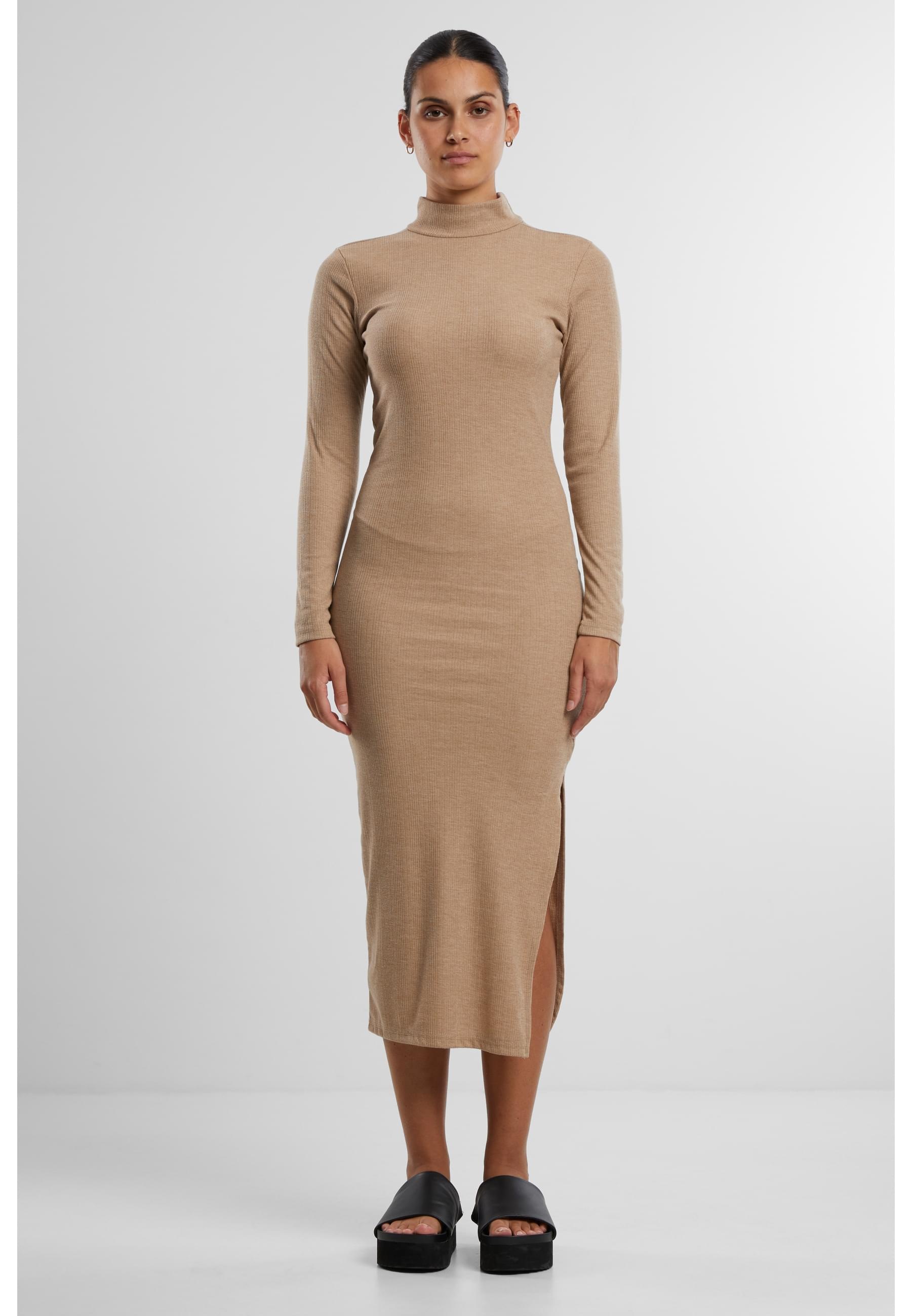URBAN CLASSICS Shirtkleid »Urban Classics Ladies Rib Longlseeve Mockneck Dress«, (1 tlg.)