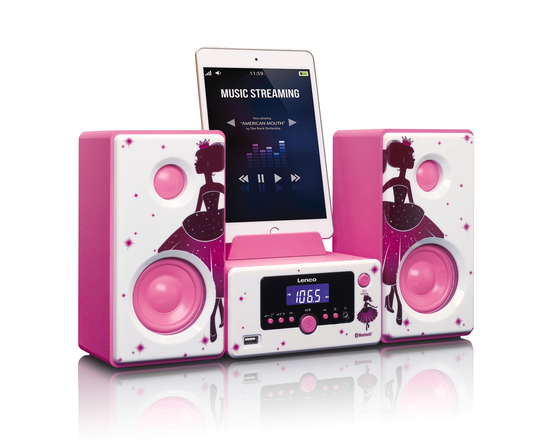 Lenco Microanlage »MC-020 Mikro-Stereoanlage mit FM-Radio und Bluetooth«, (Bluetooth FM-Tuner 5 W)