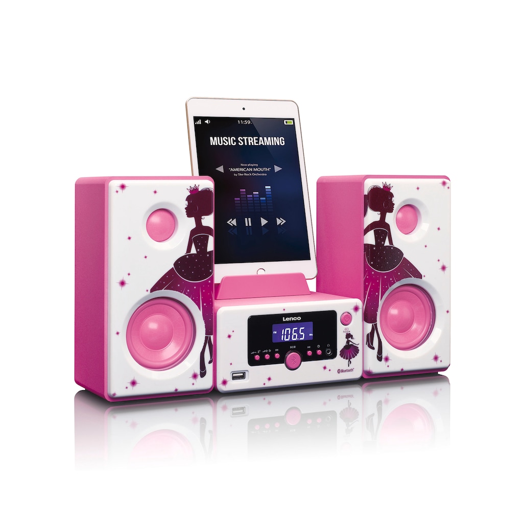 Lenco Microanlage »MC-020 Mikro-Stereoanlage mit FM-Radio und Bluetooth«, (Bluetooth FM-Tuner 5 W)