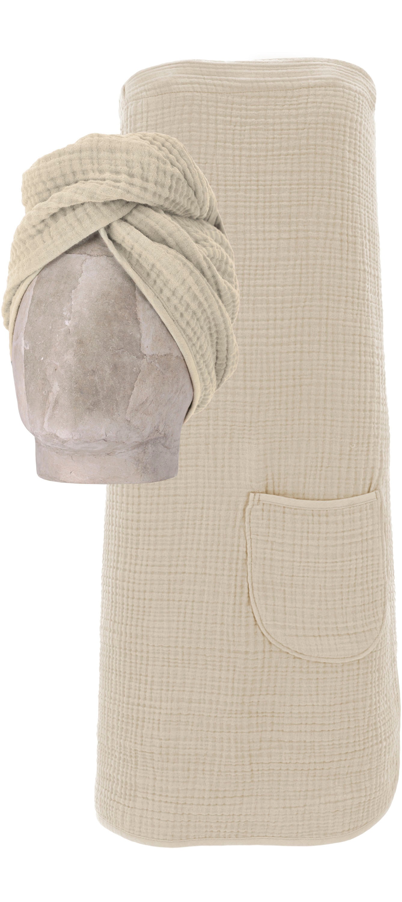 Vossen Kilt "Wellness Set, ideal für Sauna & Spa, Hotelbademantel, Morgenmantel", (2 St., Turban), Spa Dress + Turban in