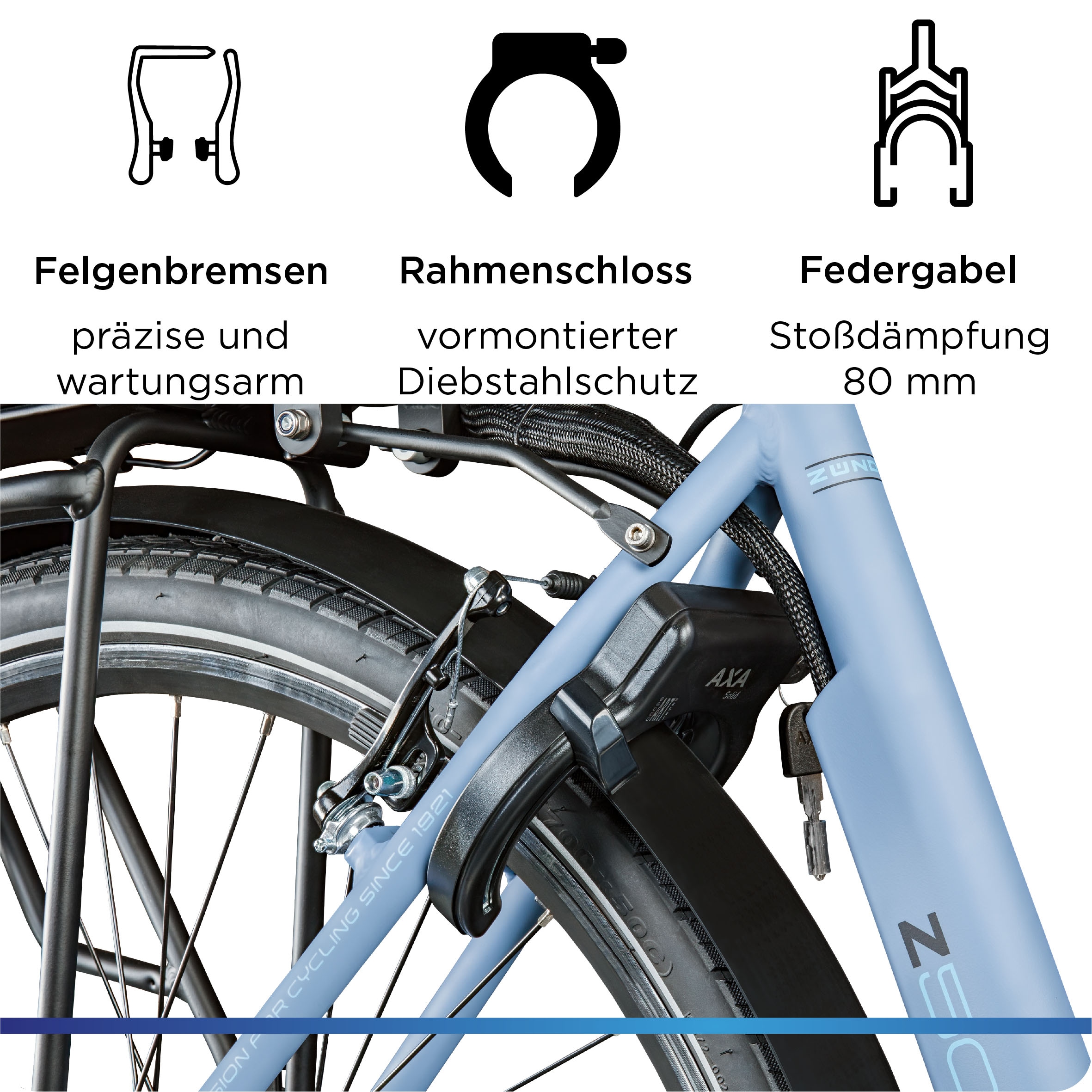 Zündapp E-Bike »Z502«, 7 Gang, Frontmotor 250 W