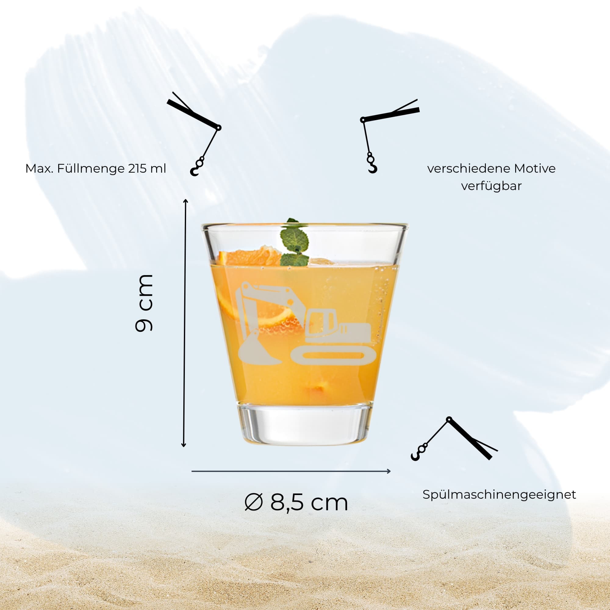 LUXENTU Kinderbecher »Kinderbecher Baustellenfahrzeuge 215 ml 3er Set transparent«