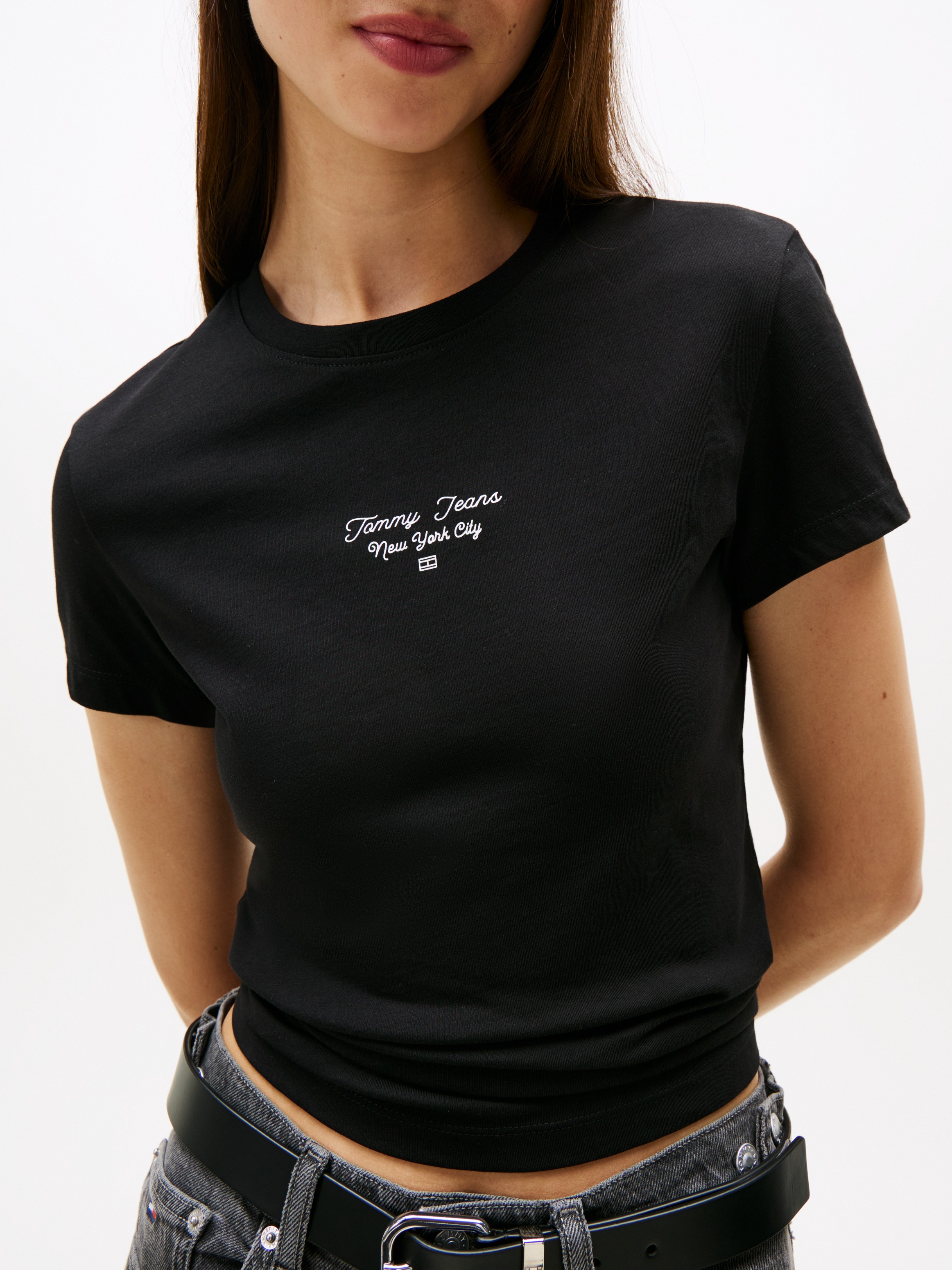 Tommy Jeans Kurzarmshirt "TJW SLIM ESS LOGO 1 TEE EXT" günstig online kaufen