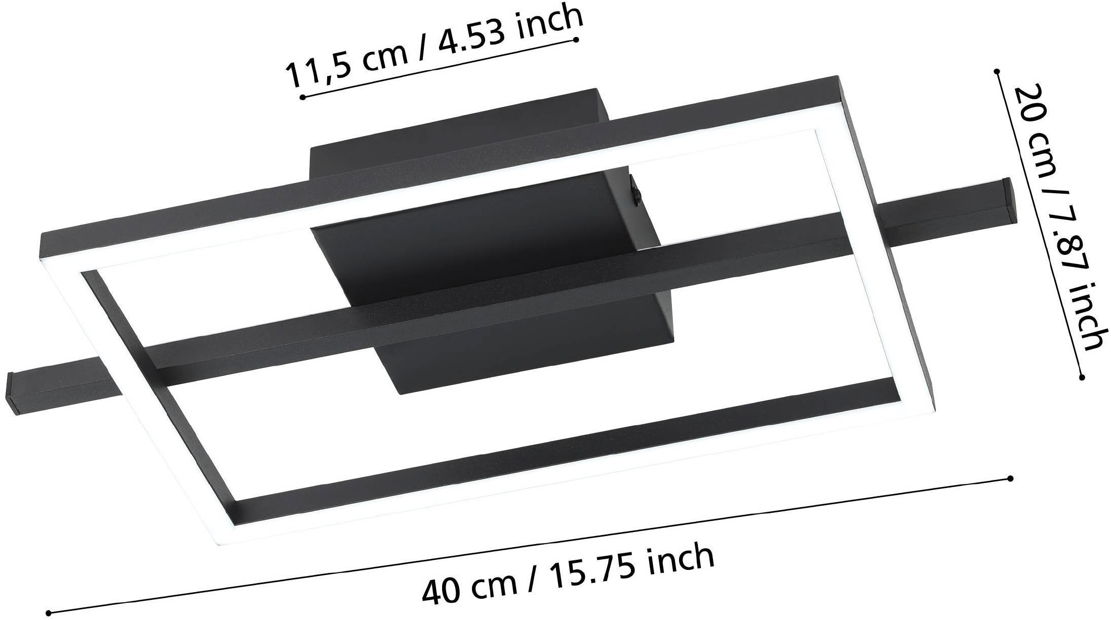 EGLO Deckenleuchte »Amandolo Deckenlampe RGB Backlight Fernbedienung inkl. geometrisch« LED-Modul 1 Stk. Kaltweiß | RGB Wand-/Deckenleuchte - L40 x B20 x H6,5 cm - schwarz - 17W inkl.