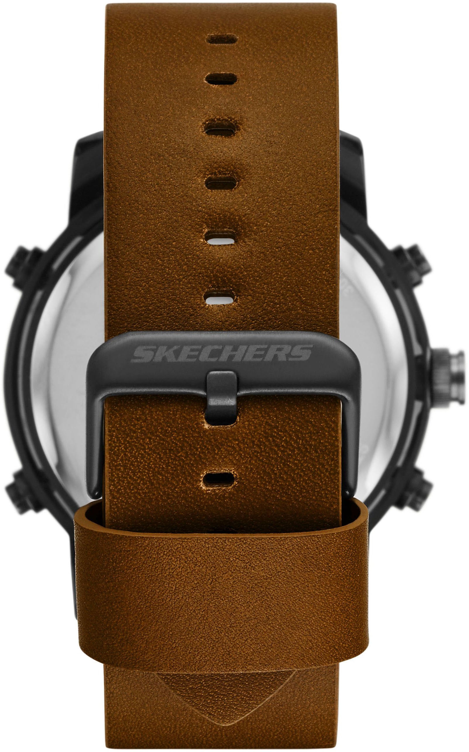 Skechers Chronograph »REDLANDS«, Quarzuhr, Armbanduhr, Herrenuhr, Lederarmband, digital, Stoppfunktion