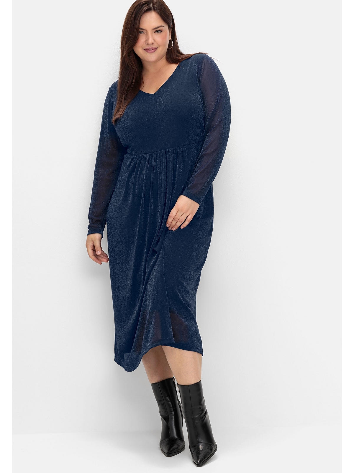 Sheego Partykleid »Große Größen«, mit Mesh und Effektgarn