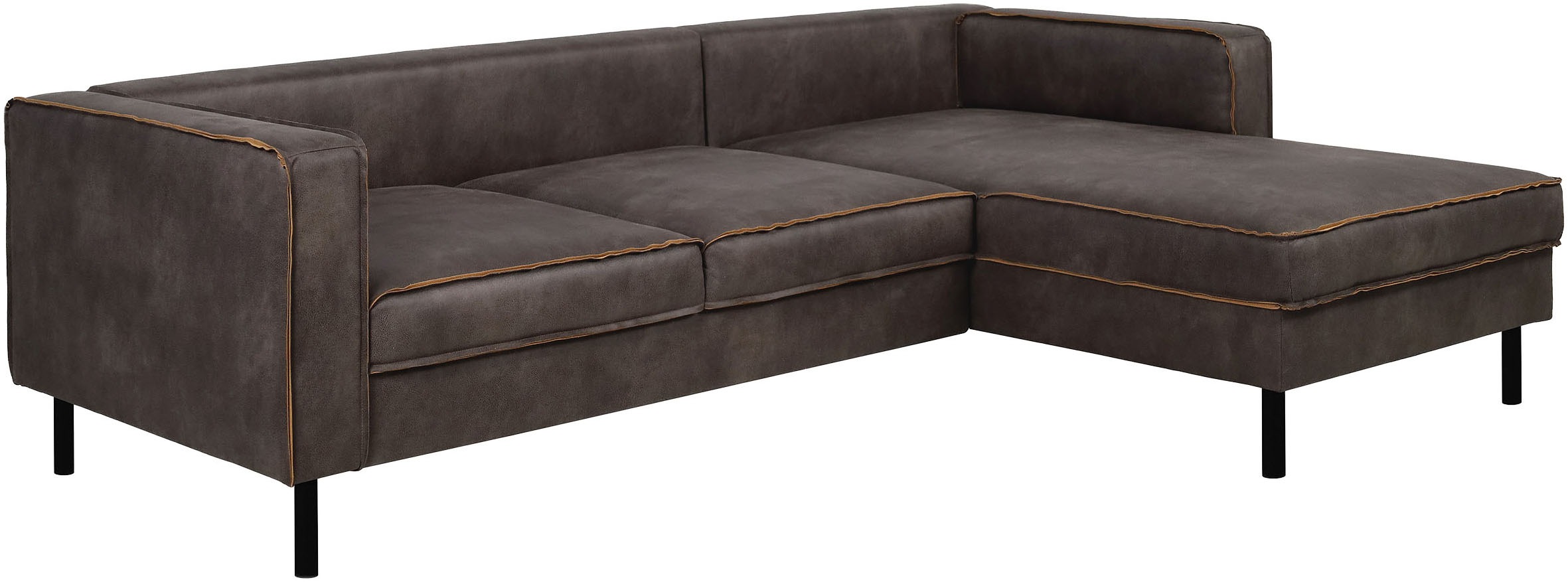 Places of Style Ecksofa »Watkins, wahlweise mit Schlaffunktion/Bettkasten, moderne offene Naht«, Recamiere beidseitig montierbar, L-Form, Breite 232 cm