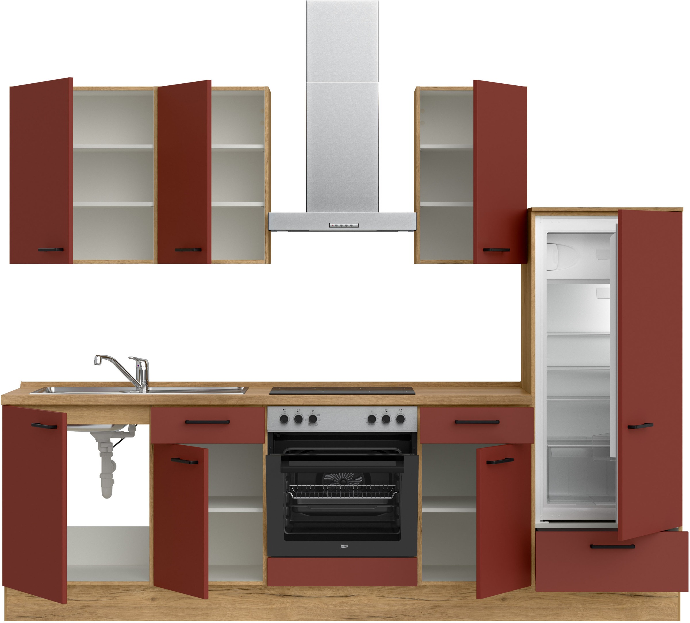 nobilia® Küchenzeile »"Easytouch I"«, vormontiert, Ausrichtung wählbar, Breite 270 cm, wahlw. mit E-Geräten