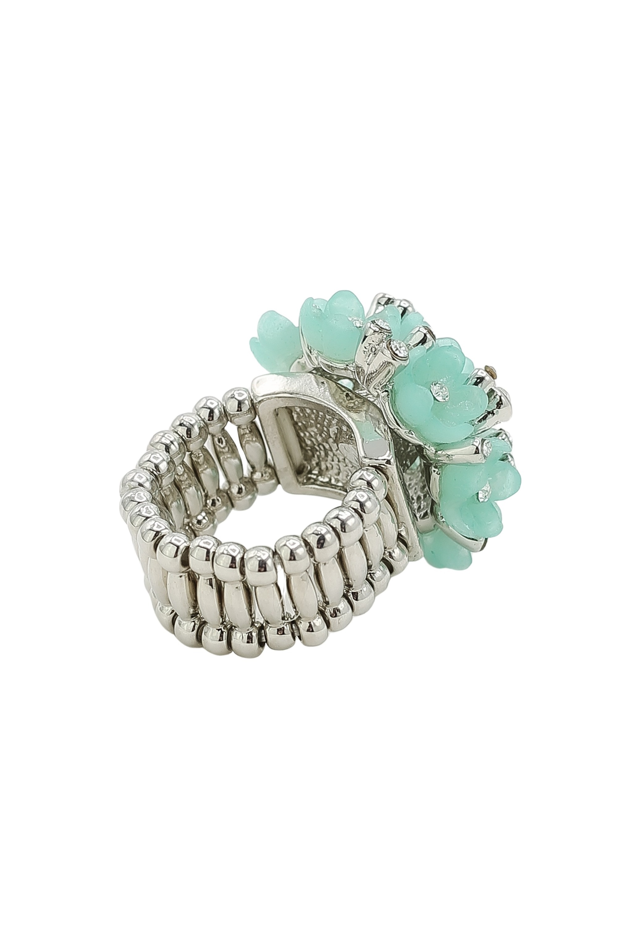 Fingerring "Funkelblüte", grün, COLLEZIONE ALESSANDRO, Fingerringe, Damen, Messing, Fingerring 3